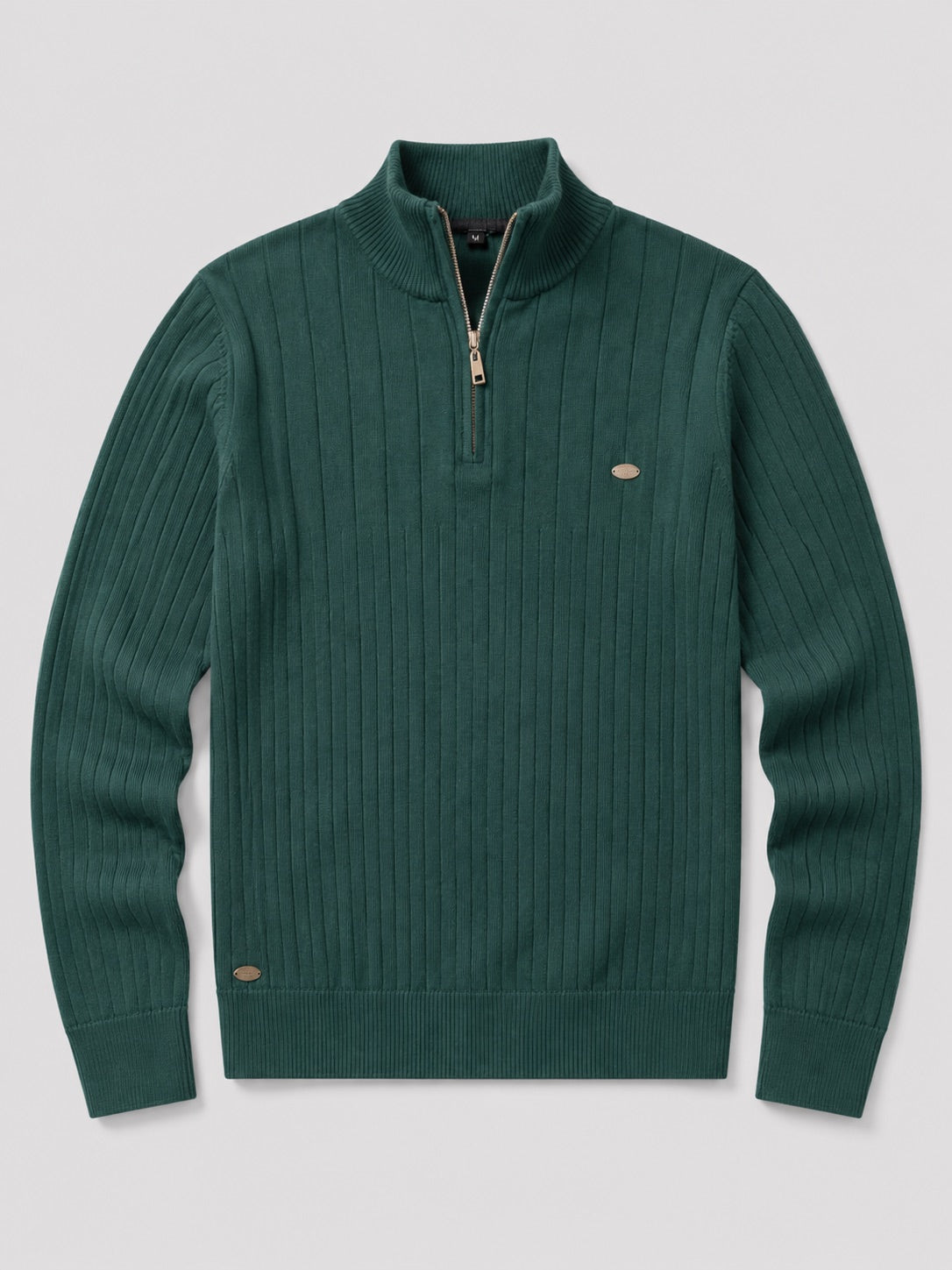 Men’s Quarter Zip Pullover Jumper Stand Collar Warm Cotton Knit Autumn Winter Top for Business Casual and Everyday Wear