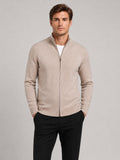 Men’s Full Zip Knit Jumper Stand Collar Slim Fit Warm Autumn Winter Cardigan for Business Casual and Everyday Wear