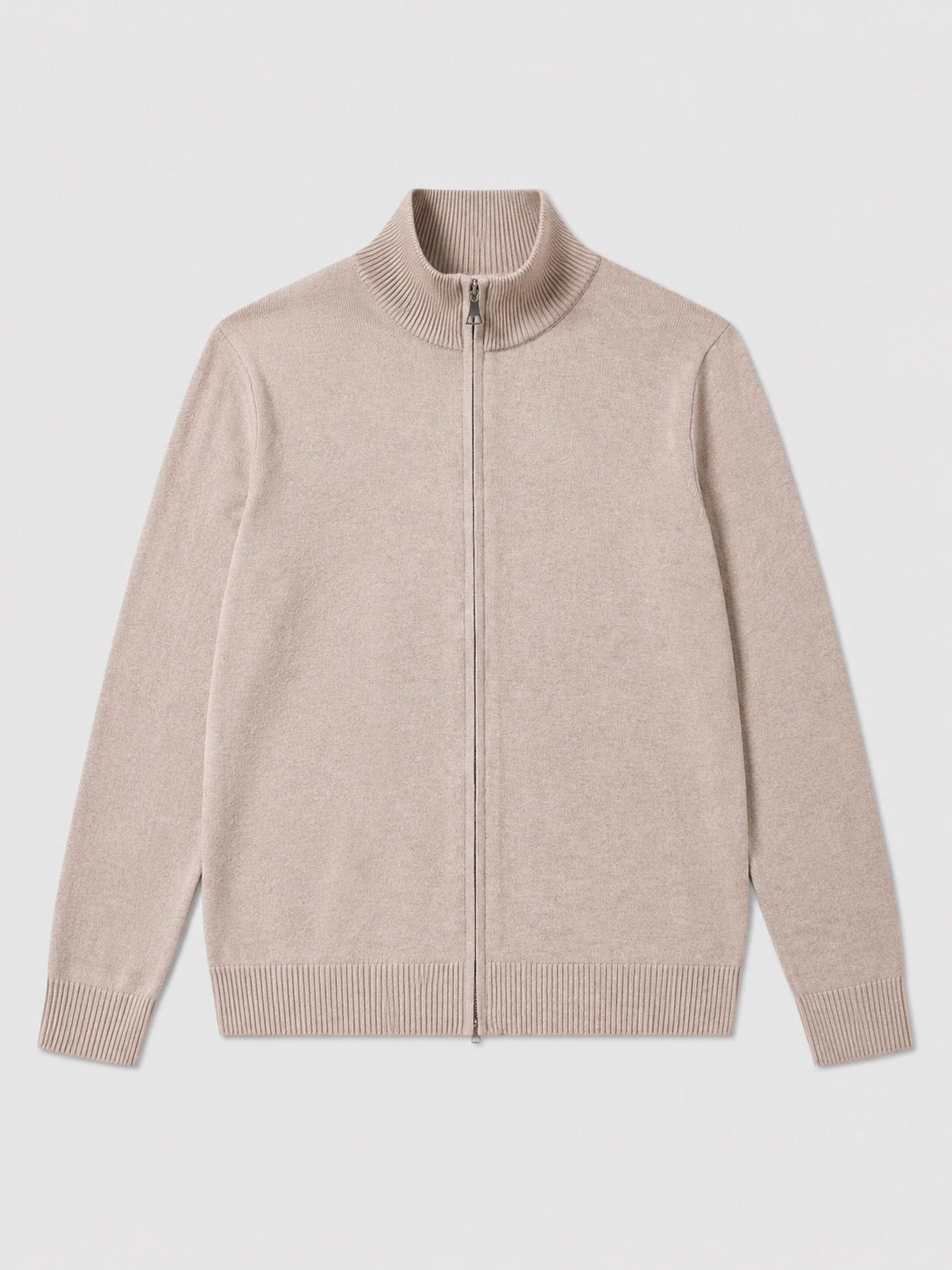 Men’s Full Zip Knit Jumper Stand Collar Slim Fit Warm Autumn Winter Cardigan for Business Casual and Everyday Wear