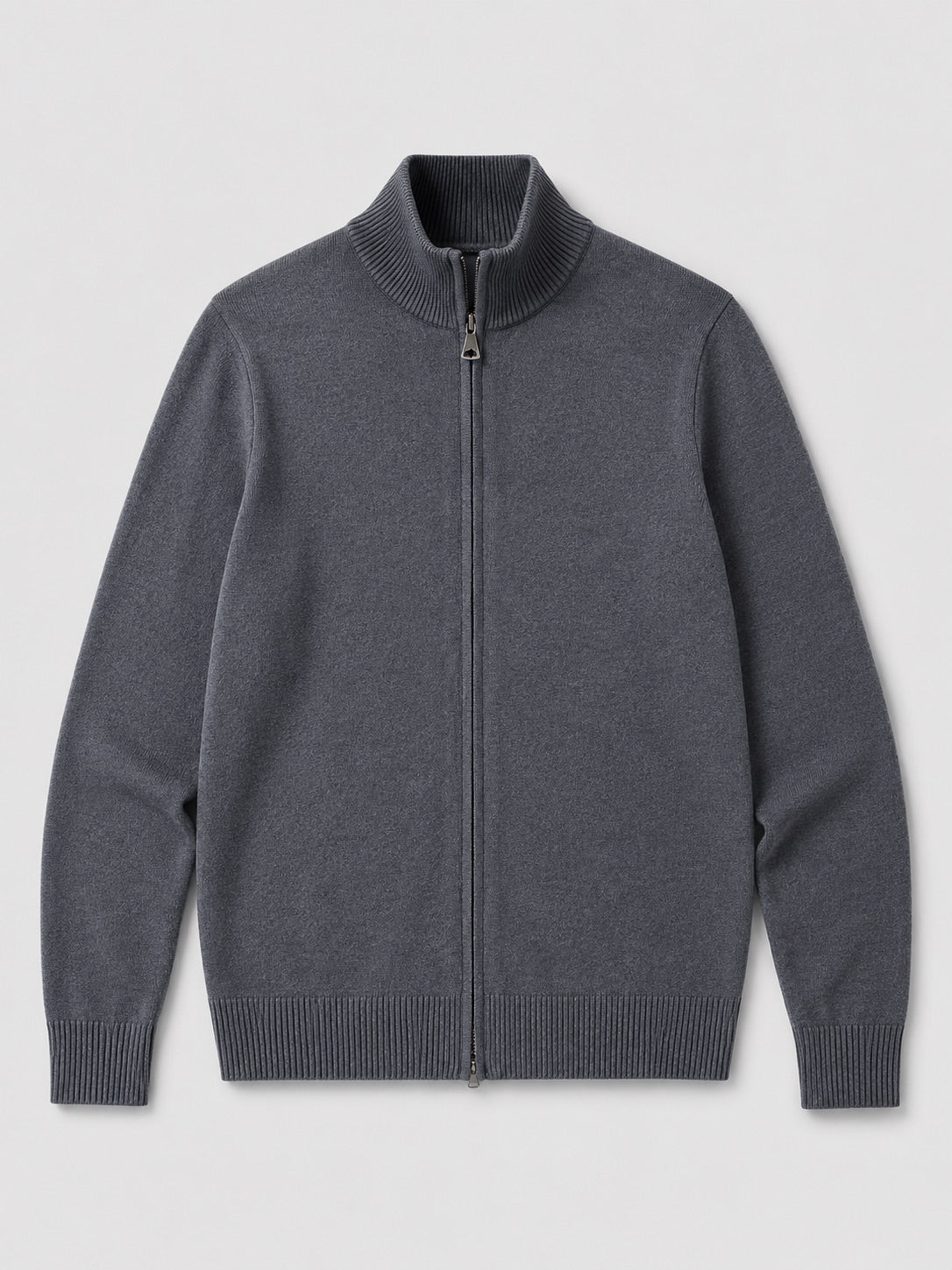 Men’s Full Zip Knit Jumper Stand Collar Slim Fit Warm Autumn Winter Cardigan for Business Casual and Everyday Wear