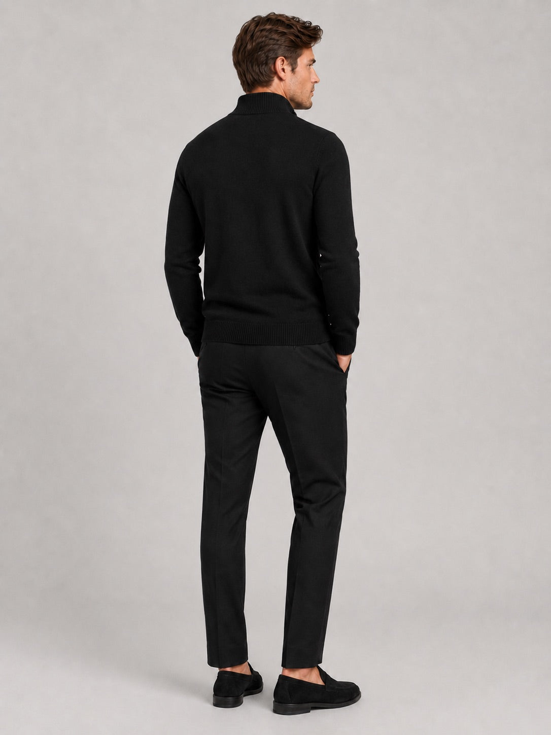 Men’s Full Zip Knit Jumper Stand Collar Slim Fit Warm Autumn Winter Cardigan for Business Casual and Everyday Wear