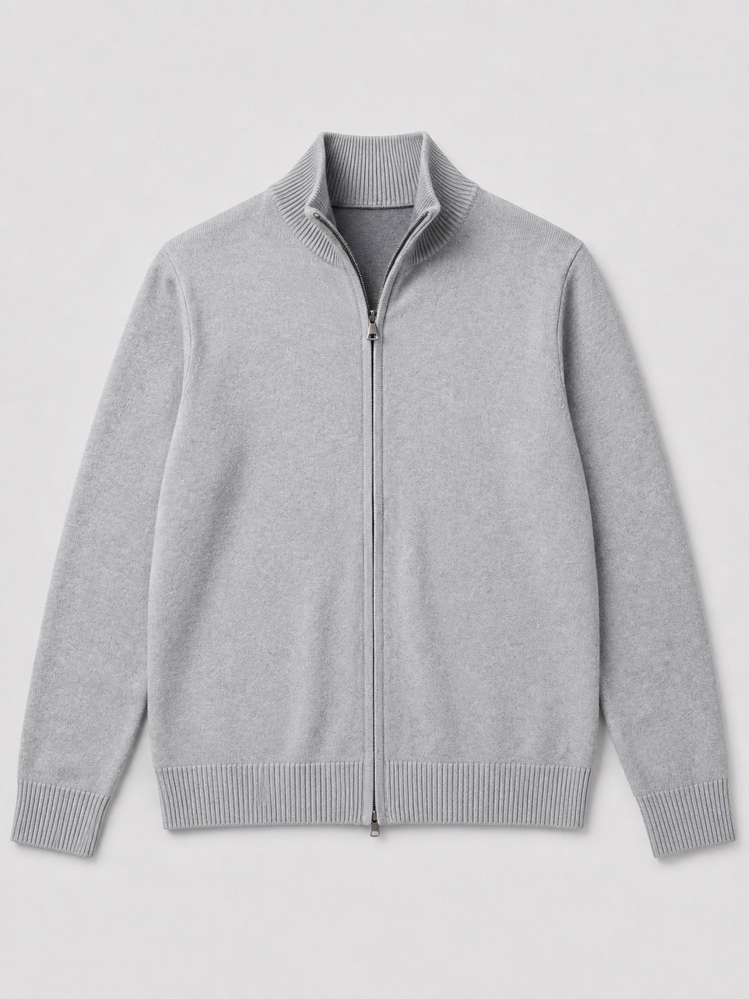 Men’s Full Zip Knit Jumper Stand Collar Slim Fit Warm Autumn Winter Cardigan for Business Casual and Everyday Wear