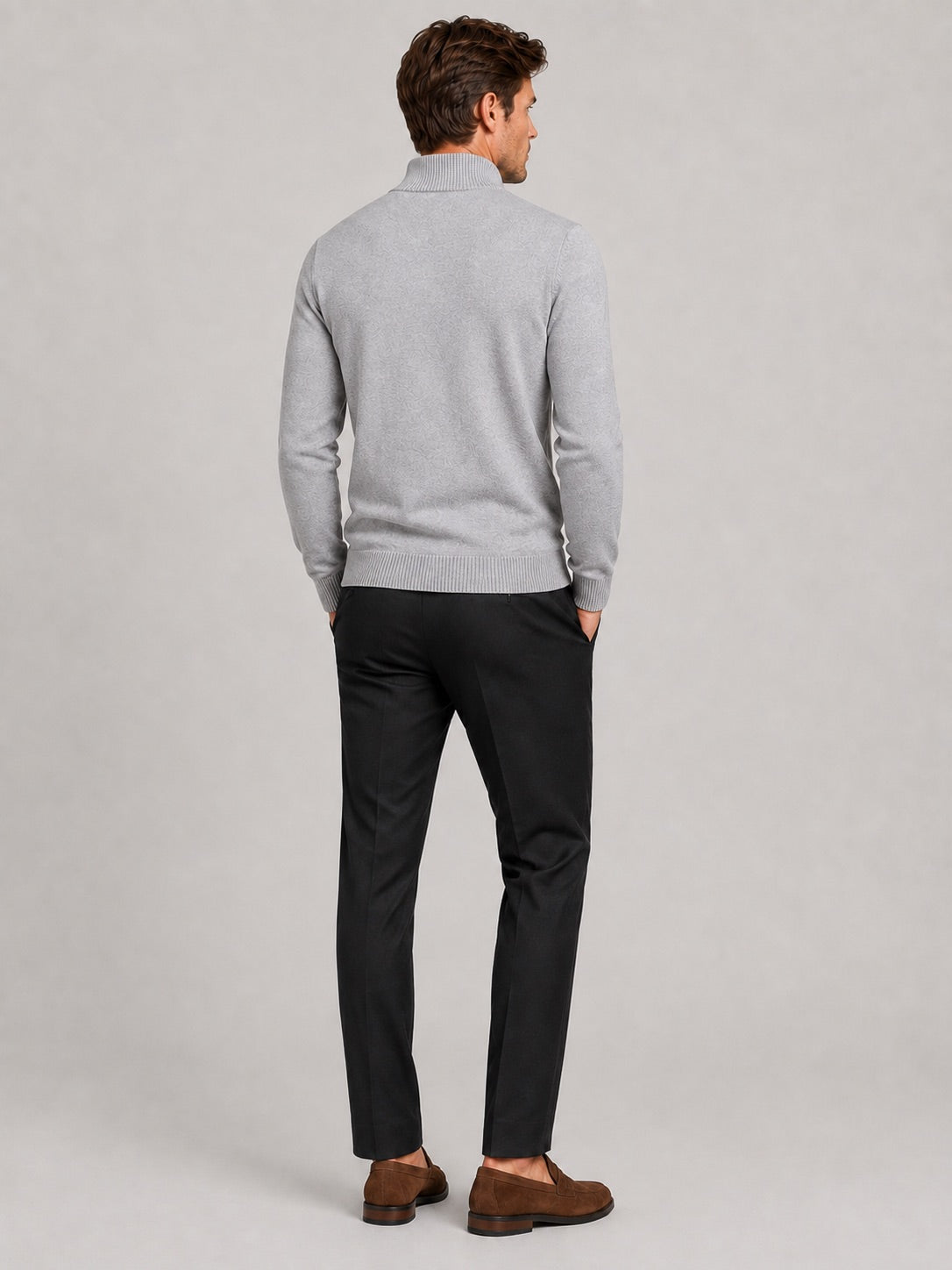 Men’s Full Zip Knit Jumper Stand Collar Slim Fit Warm Autumn Winter Cardigan for Business Casual and Everyday Wear