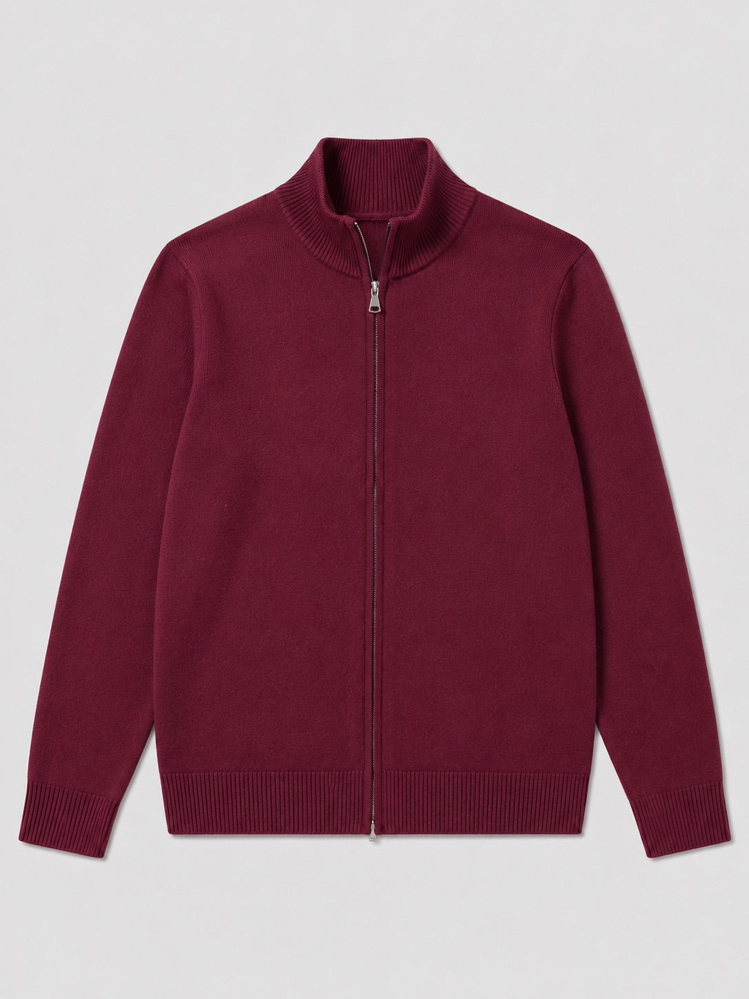 Men’s Full Zip Knit Jumper Stand Collar Slim Fit Warm Autumn Winter Cardigan for Business Casual and Everyday Wear
