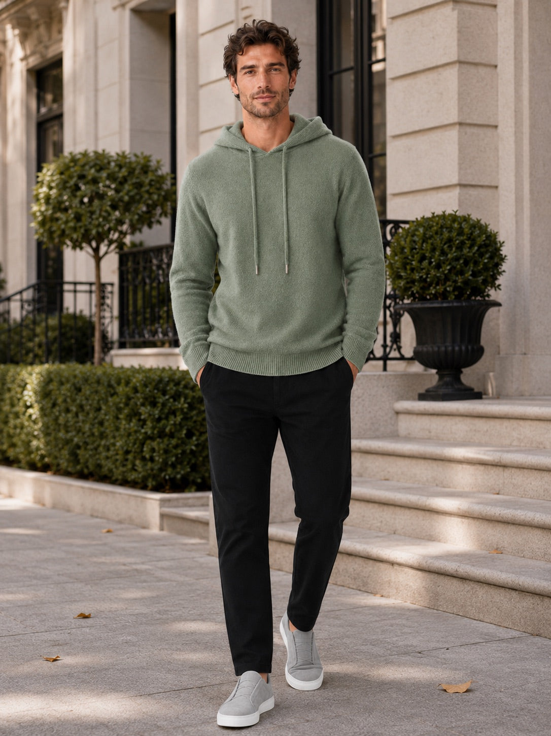 Men’s Wool Hoodie Jumper Knit Autumn Winter Pullover for Casual and Everyday Wear
