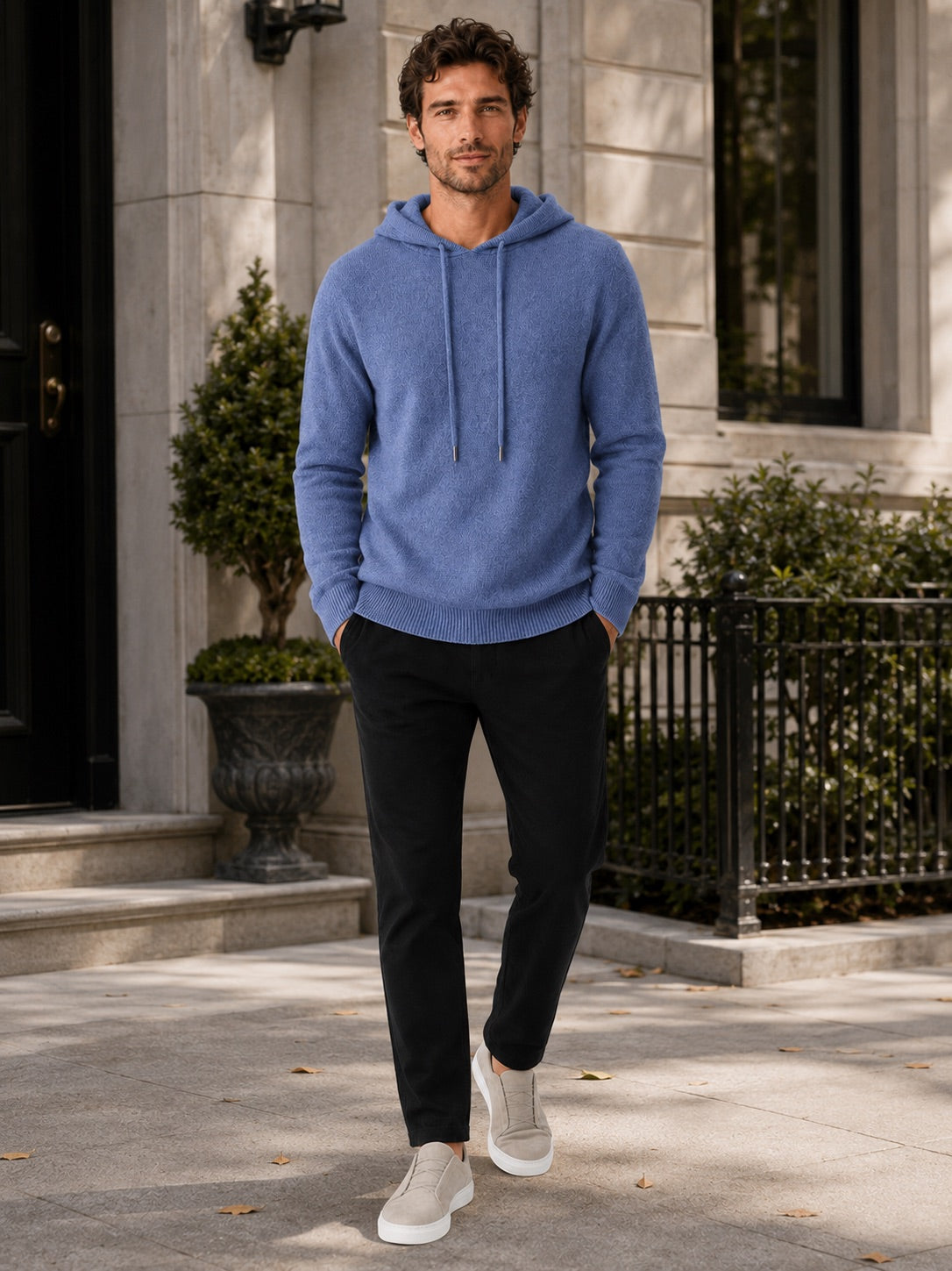 Men’s Wool Hoodie Jumper Knit Autumn Winter Pullover for Casual and Everyday Wear