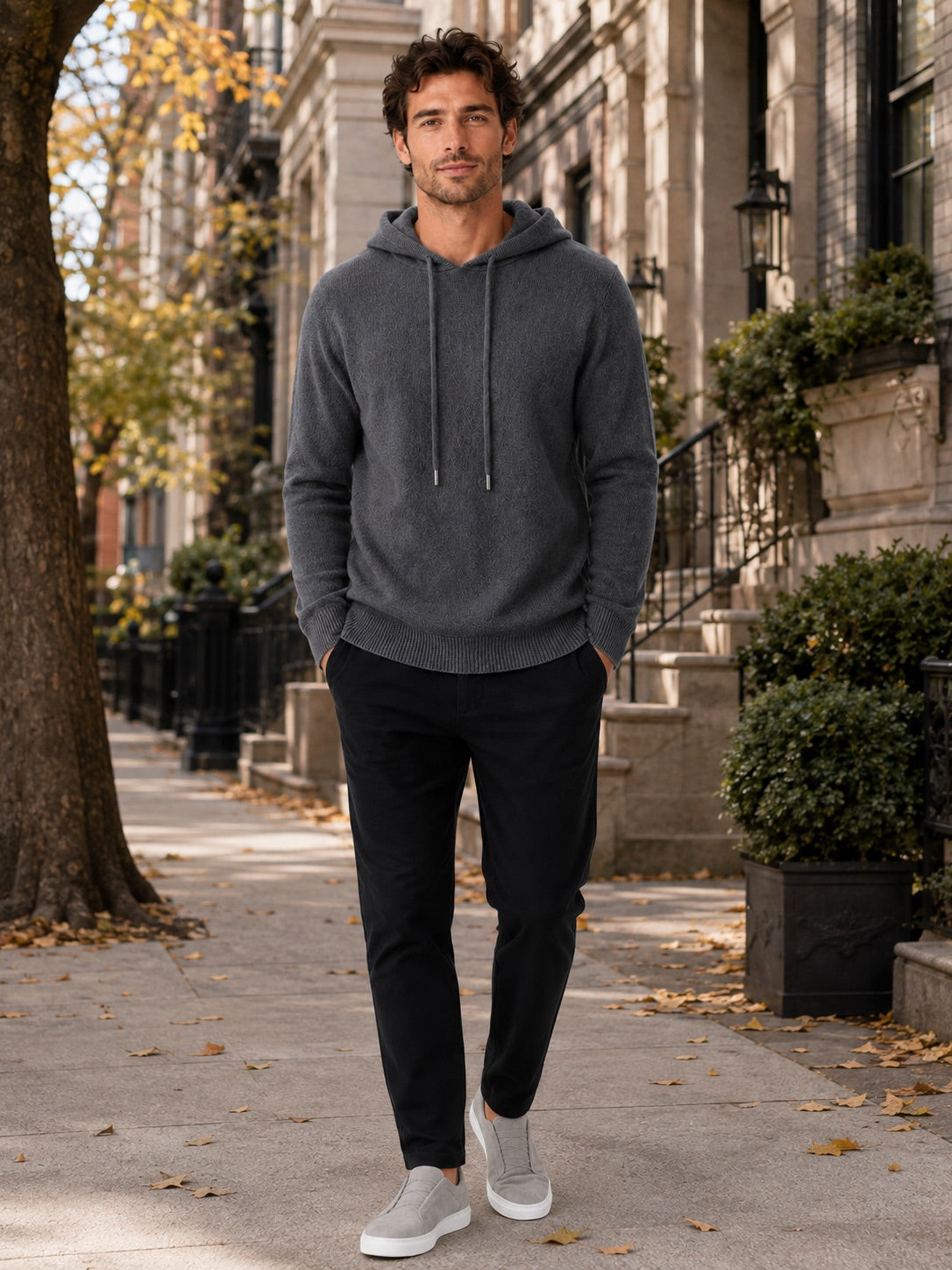 Men’s Wool Hoodie Jumper Knit Autumn Winter Pullover for Casual and Everyday Wear