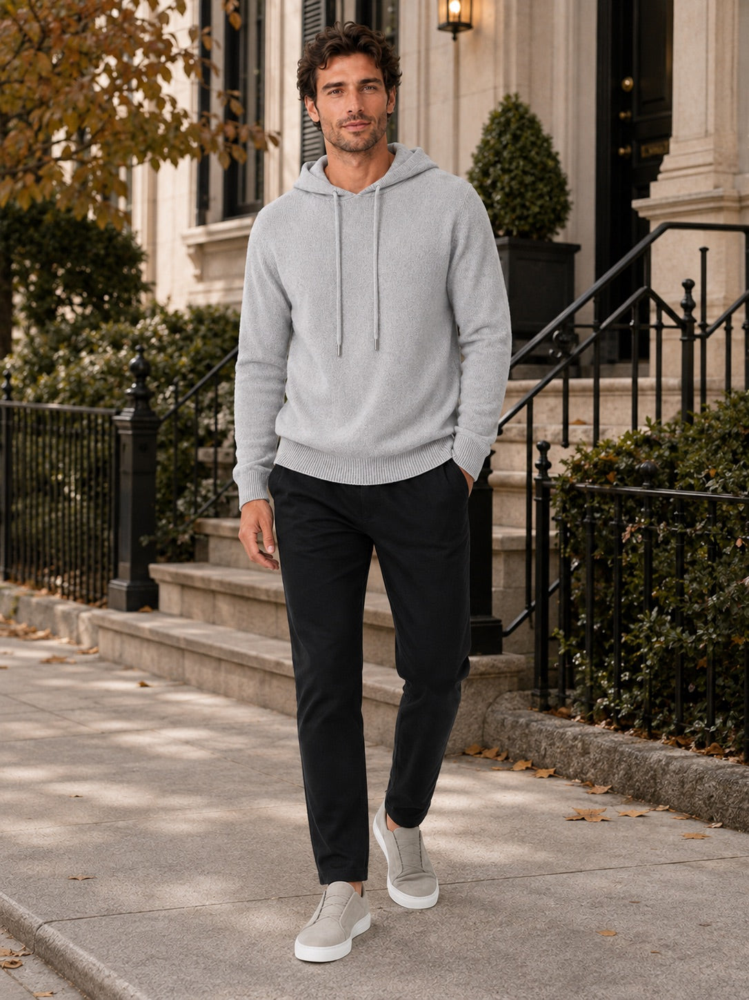 Men’s Wool Hoodie Jumper Knit Autumn Winter Pullover for Casual and Everyday Wear