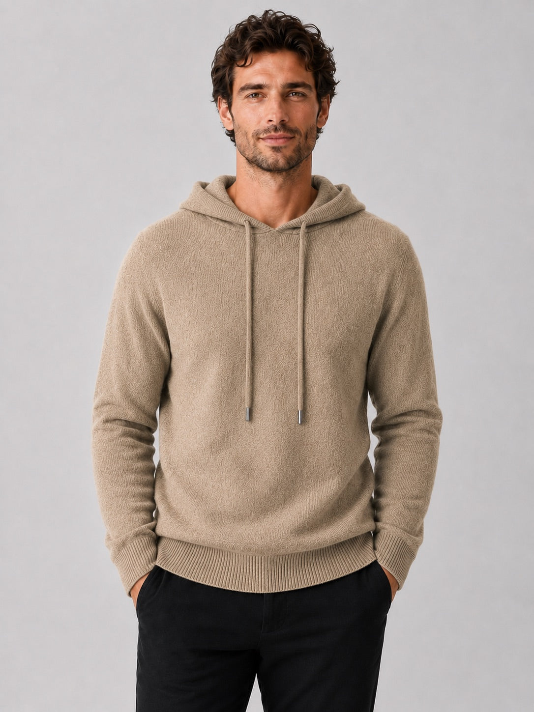 Men’s Wool Hoodie Jumper Knit Autumn Winter Pullover for Casual and Everyday Wear