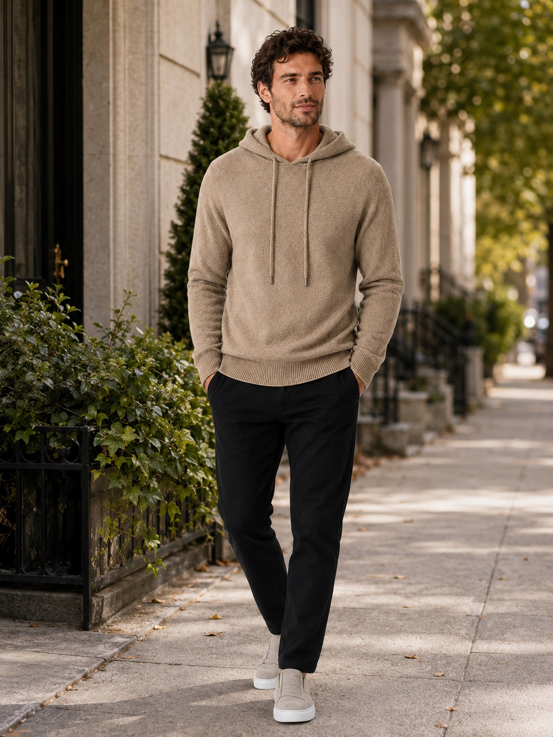 Men’s Wool Hoodie Jumper Knit Autumn Winter Pullover for Casual and Everyday Wear
