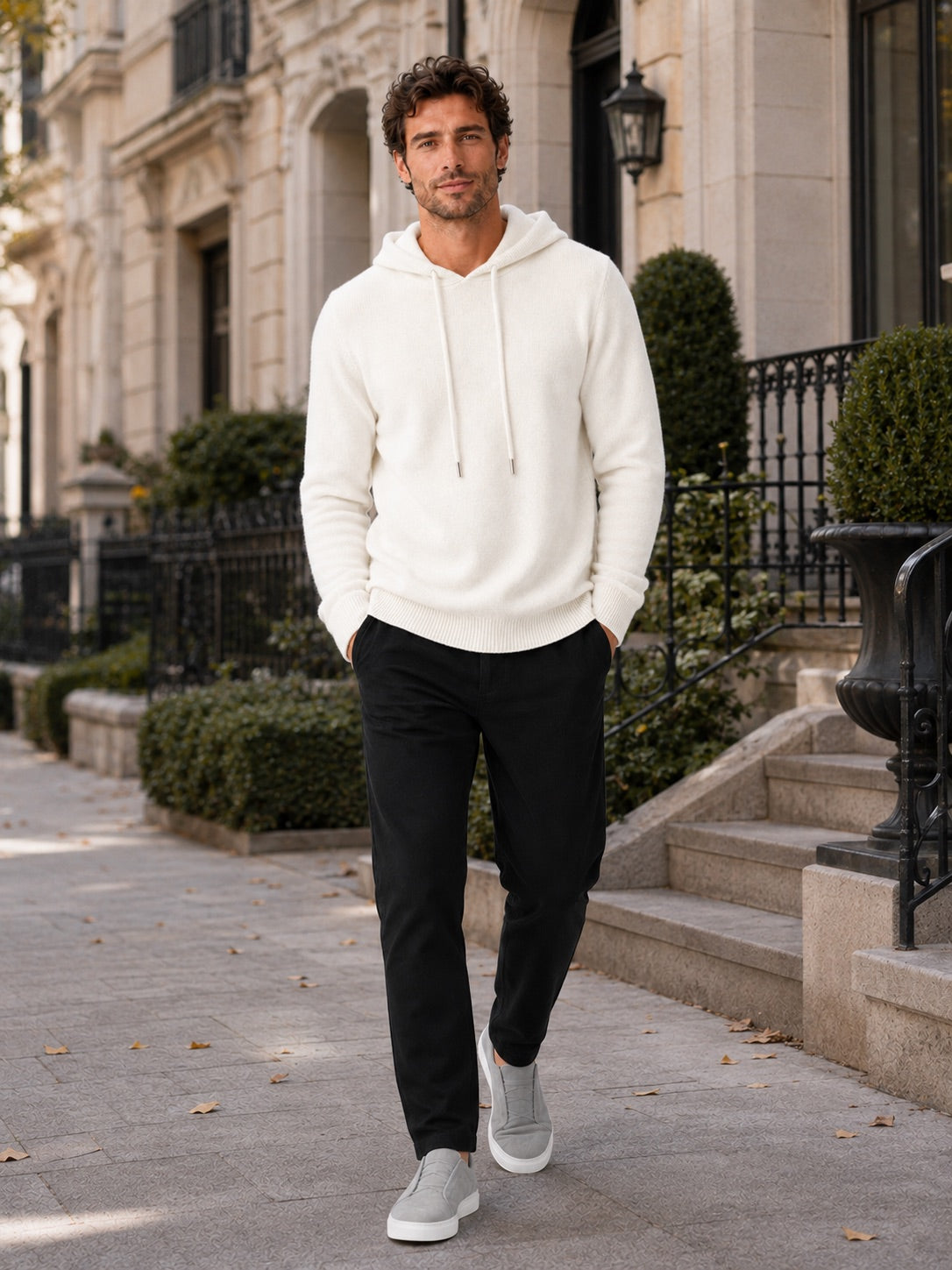 Men’s Wool Hoodie Jumper Knit Autumn Winter Pullover for Casual and Everyday Wear