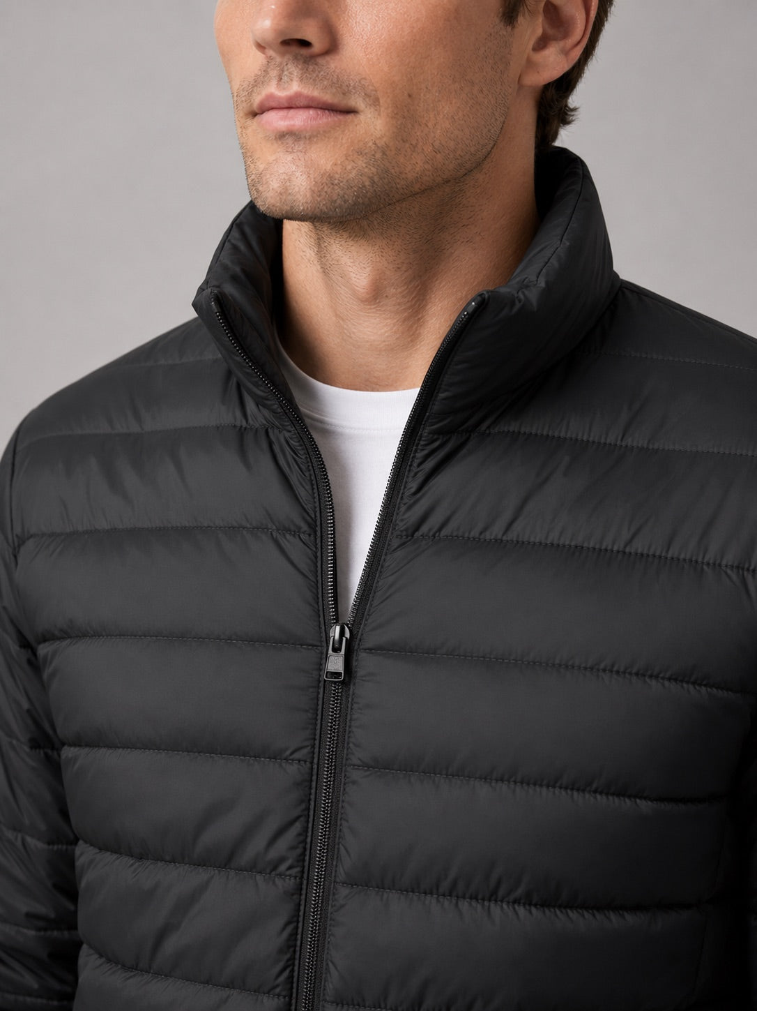 Men’s Down Puffer Jacket Stand Collar Windproof Waterproof Warm Autumn Winter Casual Coat for Outdoor and Everyday Wear