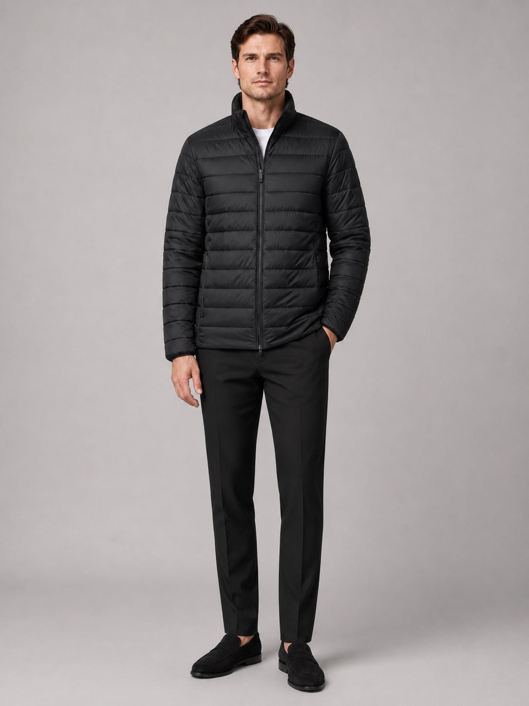Men’s Down Puffer Jacket Stand Collar Windproof Waterproof Warm Autumn Winter Casual Coat for Outdoor and Everyday Wear