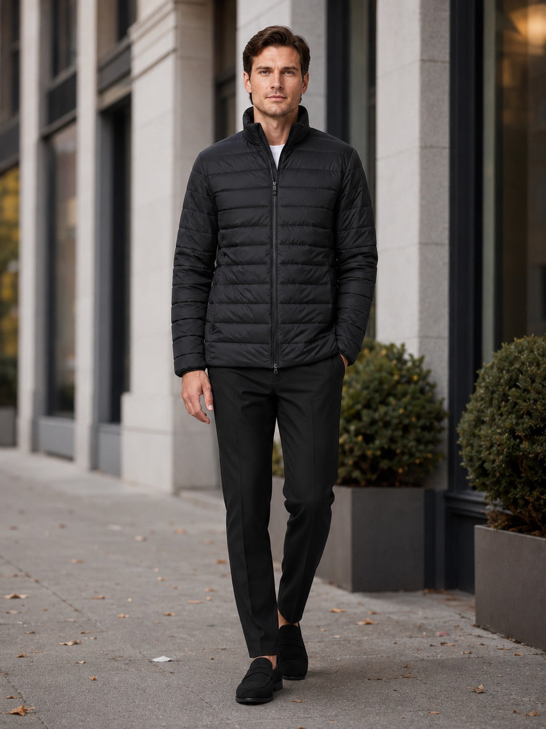 Men’s Down Puffer Jacket Stand Collar Windproof Waterproof Warm Autumn Winter Casual Coat for Outdoor and Everyday Wear
