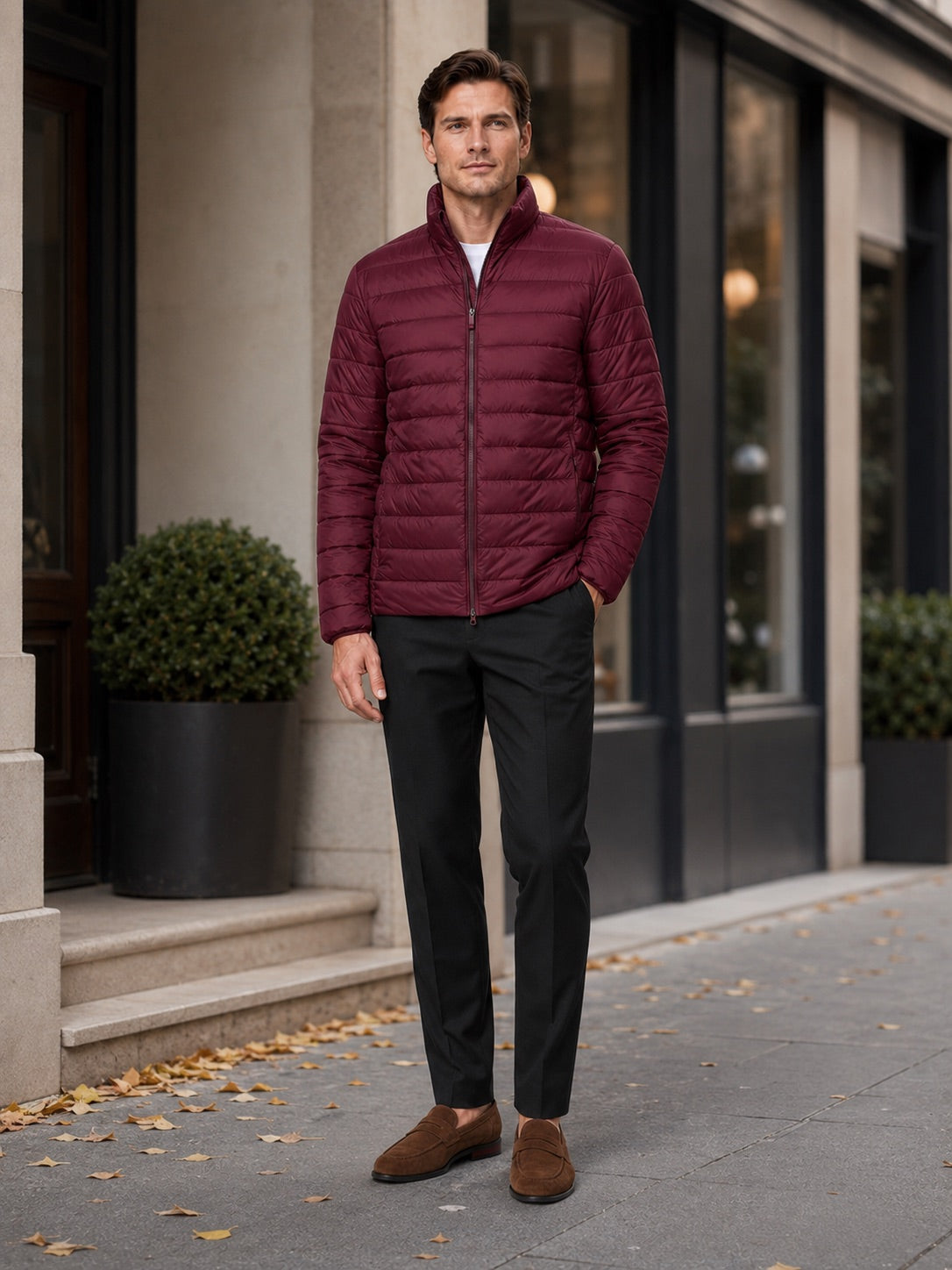 Men’s Down Puffer Jacket Stand Collar Windproof Waterproof Warm Autumn Winter Casual Coat for Outdoor and Everyday Wear