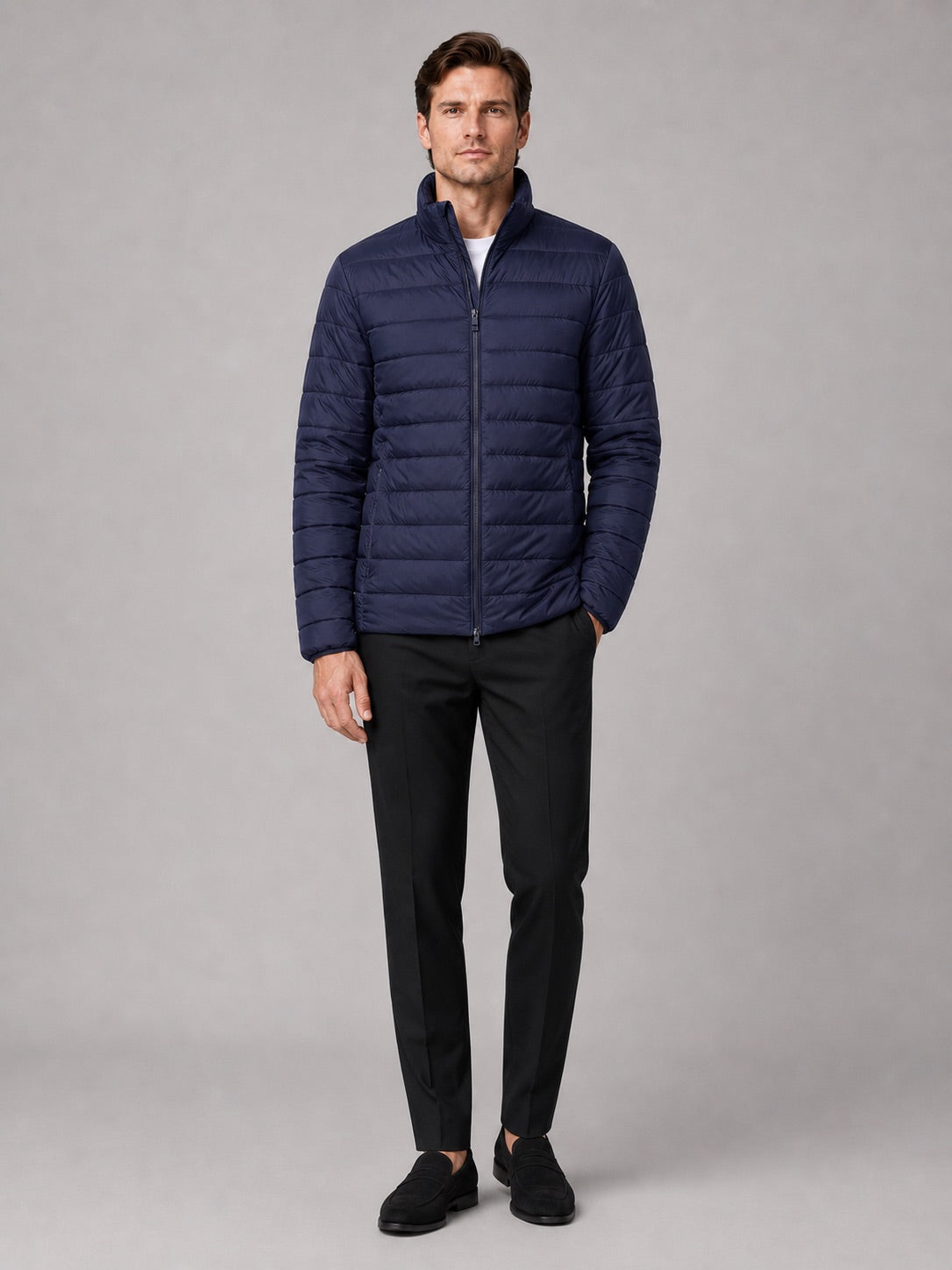 Men’s Down Puffer Jacket Stand Collar Windproof Waterproof Warm Autumn Winter Casual Coat for Outdoor and Everyday Wear