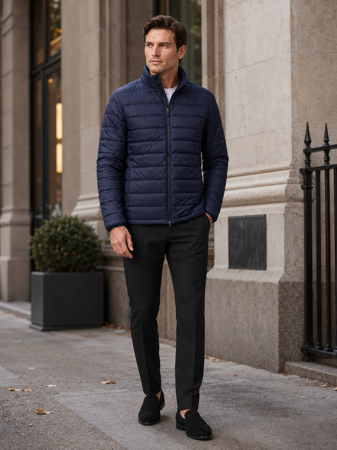 Men’s Down Puffer Jacket Stand Collar Windproof Waterproof Warm Autumn Winter Casual Coat for Outdoor and Everyday Wear