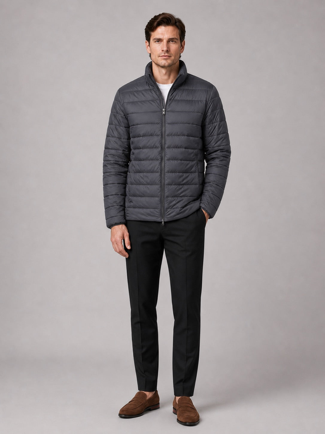 Men’s Down Puffer Jacket Stand Collar Windproof Waterproof Warm Autumn Winter Casual Coat for Outdoor and Everyday Wear