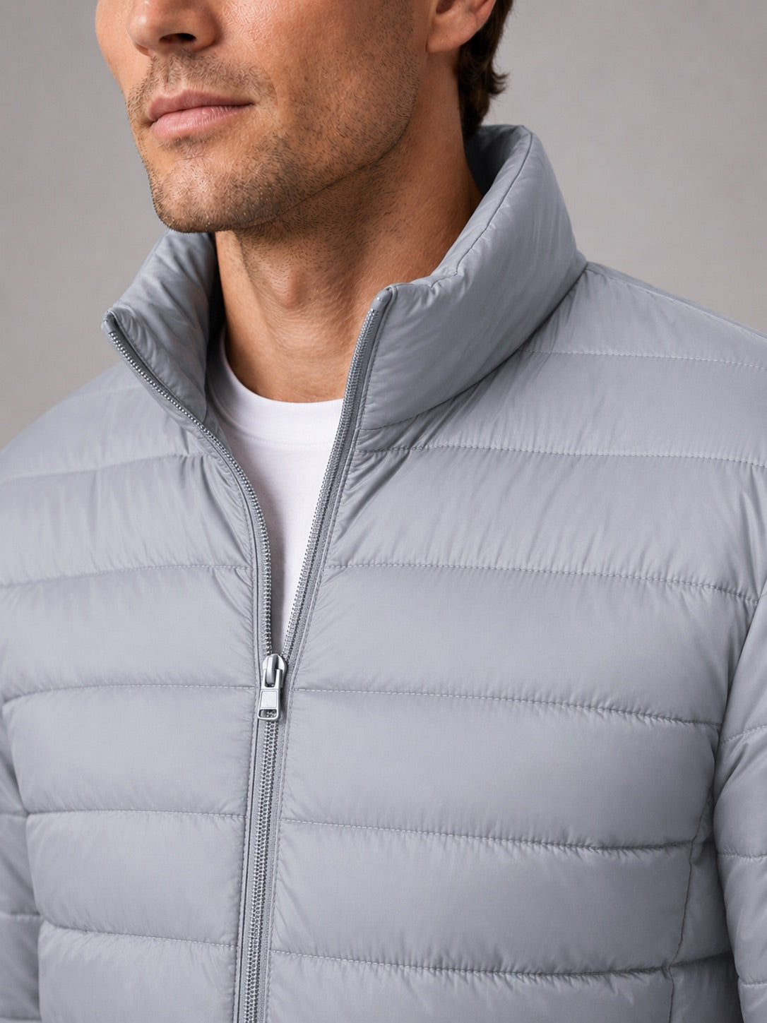 Men’s Down Puffer Jacket Stand Collar Windproof Waterproof Warm Autumn Winter Casual Coat for Outdoor and Everyday Wear