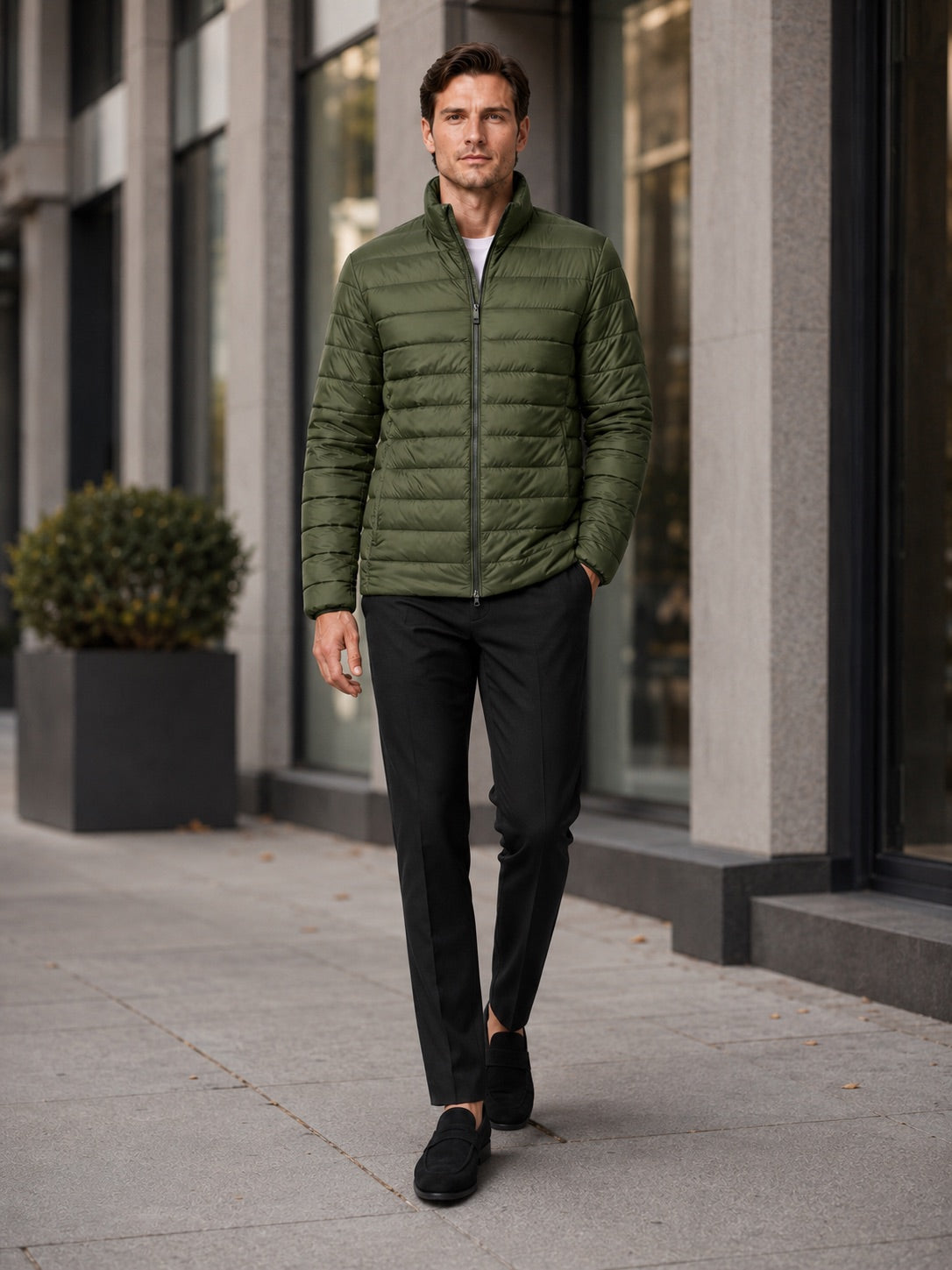 Men’s Down Puffer Jacket Stand Collar Windproof Waterproof Warm Autumn Winter Casual Coat for Outdoor and Everyday Wear