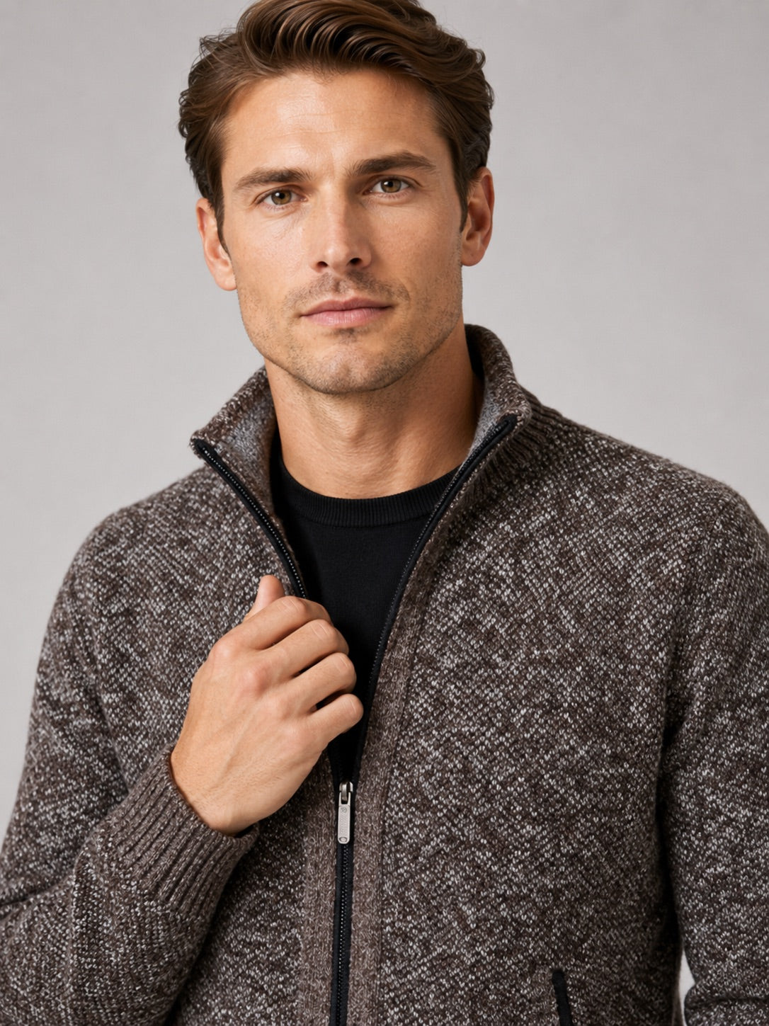 Men’s Fleece Cardigan Jumper Full Zip Warm Autumn Winter Knit Jacket for Casual and Everyday Wear