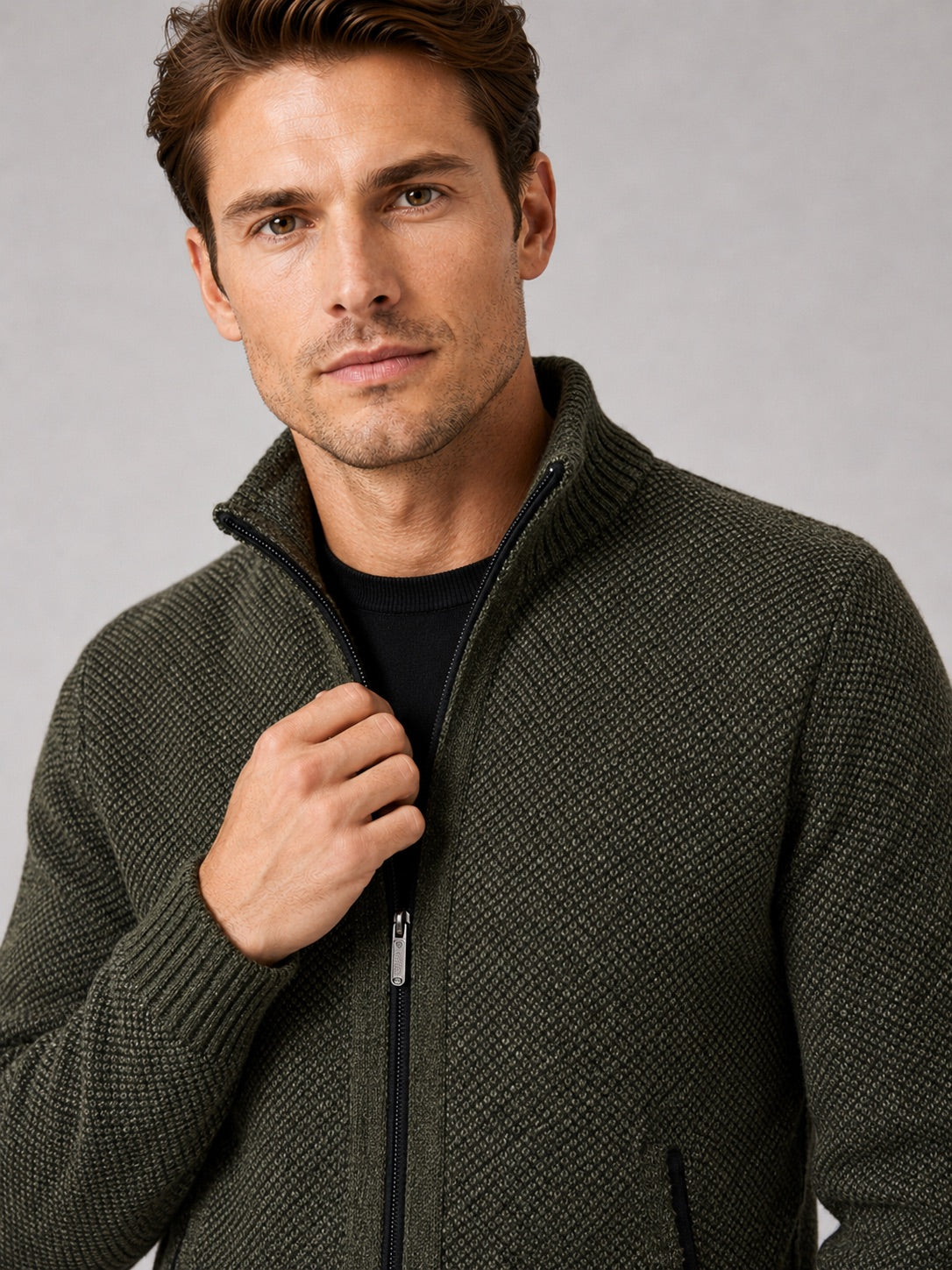 Men’s Fleece Cardigan Jumper Full Zip Warm Autumn Winter Knit Jacket for Casual and Everyday Wear