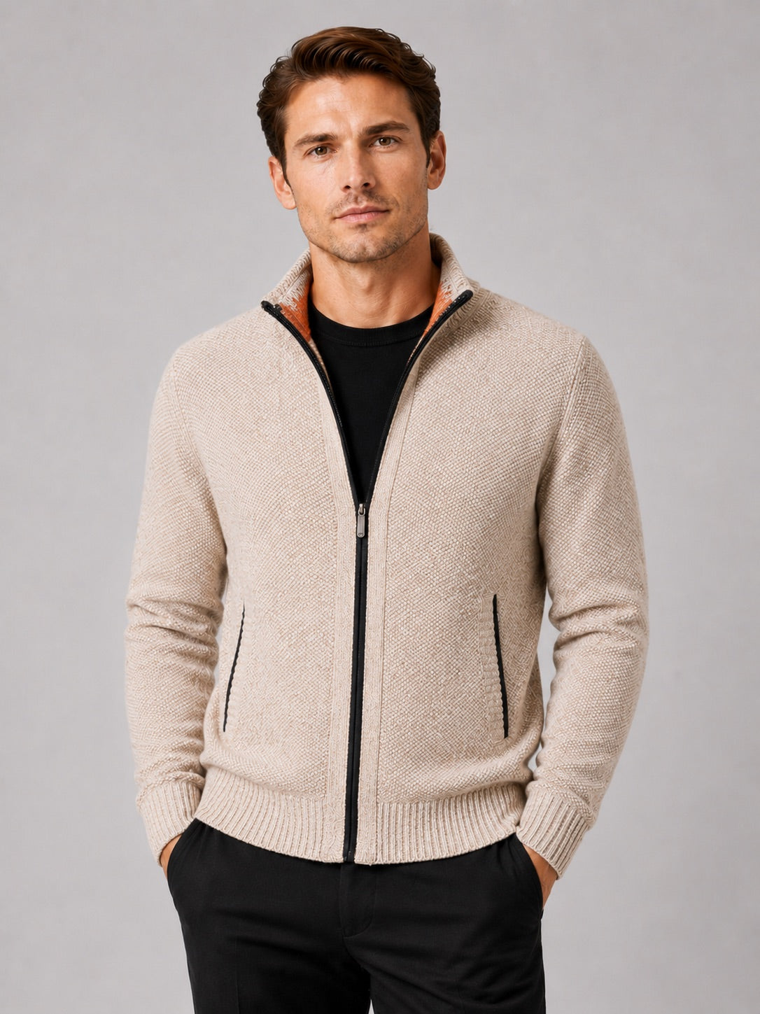 Men’s Fleece Cardigan Jumper Full Zip Warm Autumn Winter Knit Jacket for Casual and Everyday Wear