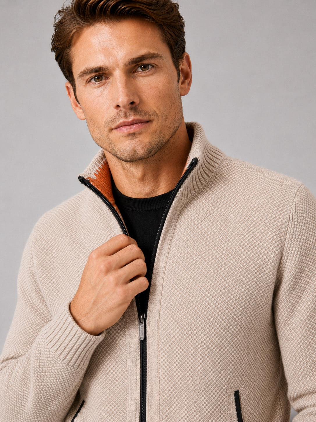 Men’s Fleece Cardigan Jumper Full Zip Warm Autumn Winter Knit Jacket for Casual and Everyday Wear