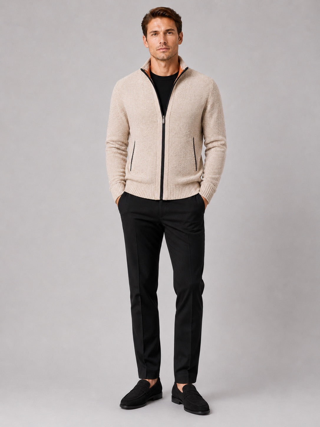 Men’s Fleece Cardigan Jumper Full Zip Warm Autumn Winter Knit Jacket for Casual and Everyday Wear
