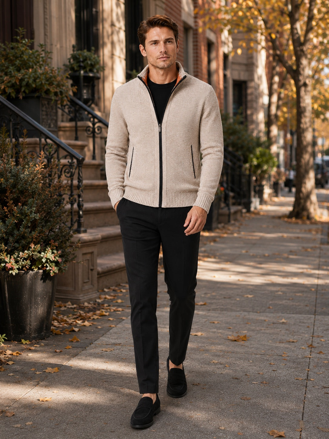 Men’s Fleece Cardigan Jumper Full Zip Warm Autumn Winter Knit Jacket for Casual and Everyday Wear