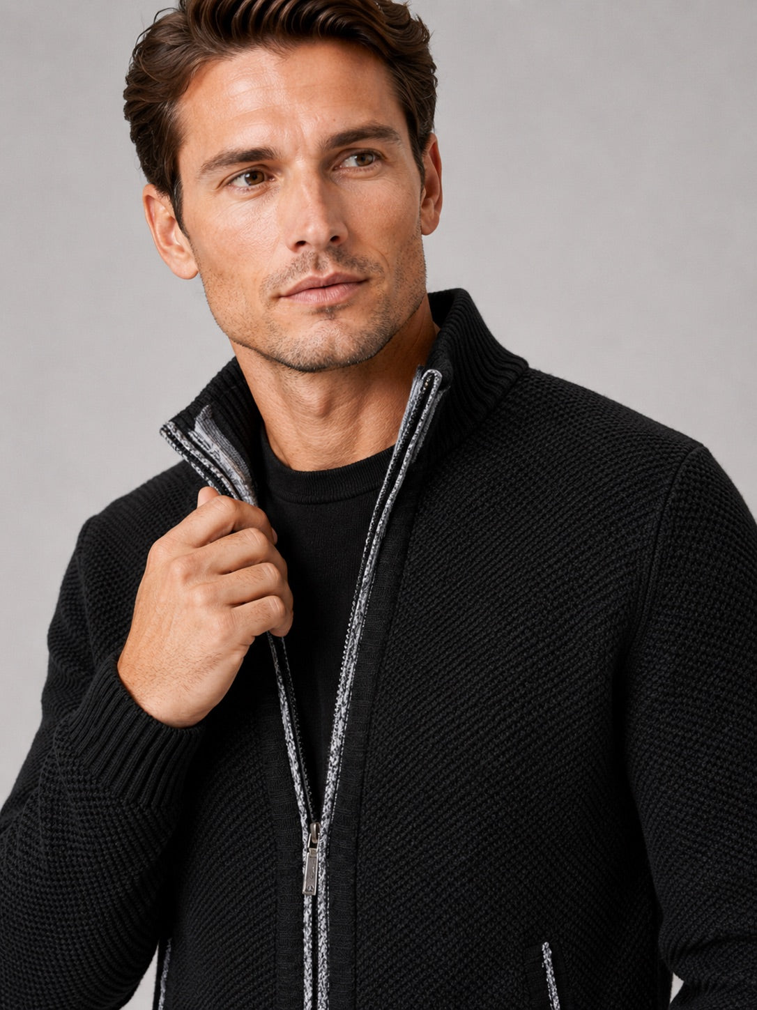 Men’s Fleece Cardigan Jumper Full Zip Warm Autumn Winter Knit Jacket for Casual and Everyday Wear
