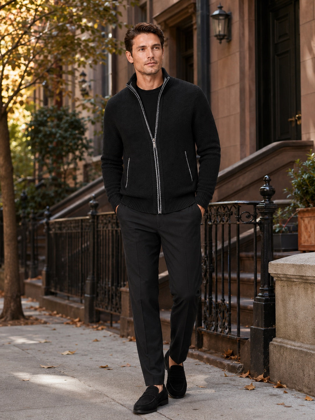 Men’s Fleece Cardigan Jumper Full Zip Warm Autumn Winter Knit Jacket for Casual and Everyday Wear