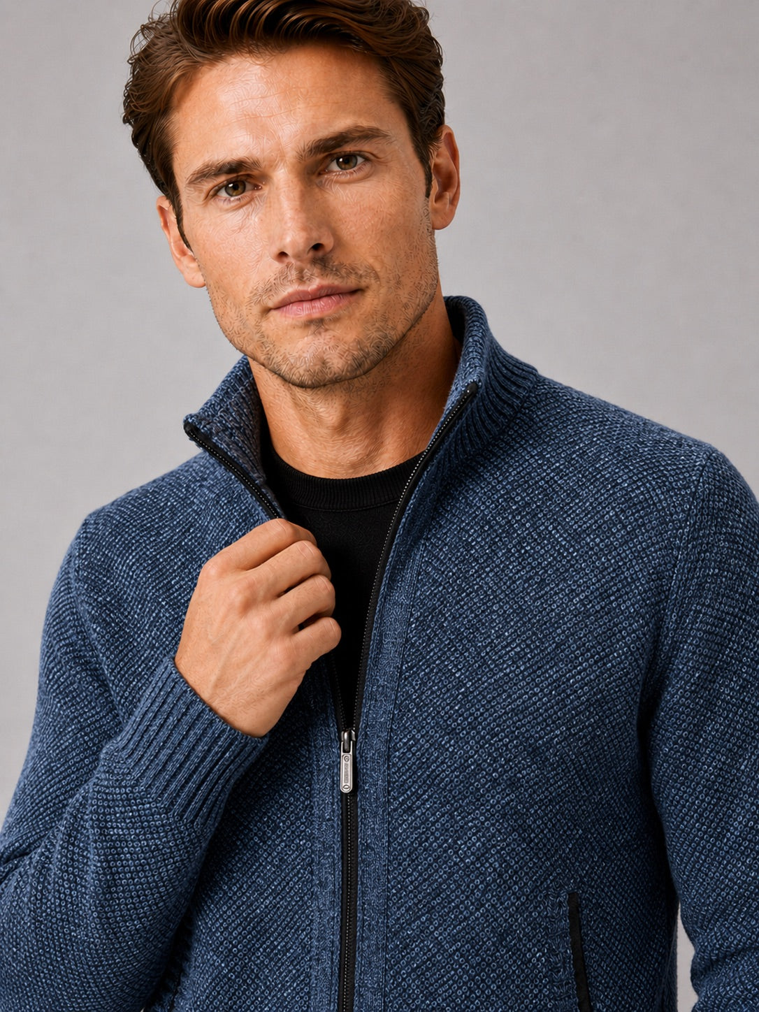 Men’s Fleece Cardigan Jumper Full Zip Warm Autumn Winter Knit Jacket for Casual and Everyday Wear
