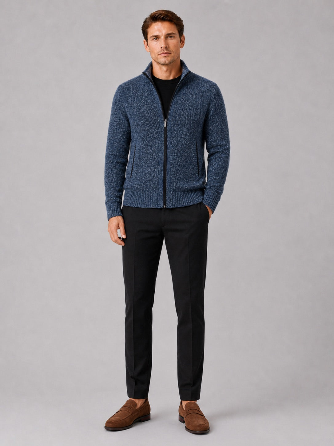 Men’s Fleece Cardigan Jumper Full Zip Warm Autumn Winter Knit Jacket for Casual and Everyday Wear
