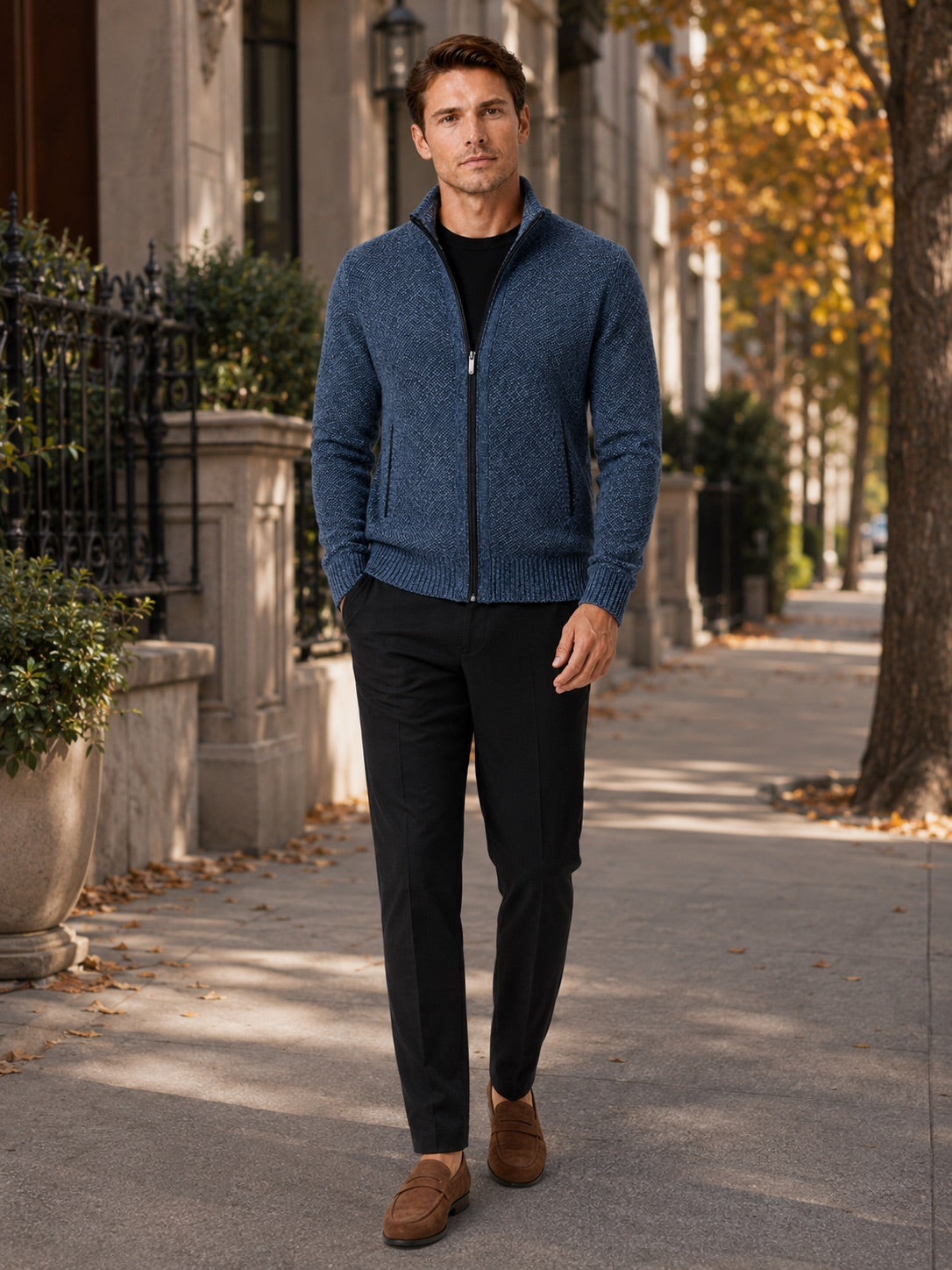 Men’s Fleece Cardigan Jumper Full Zip Warm Autumn Winter Knit Jacket for Casual and Everyday Wear