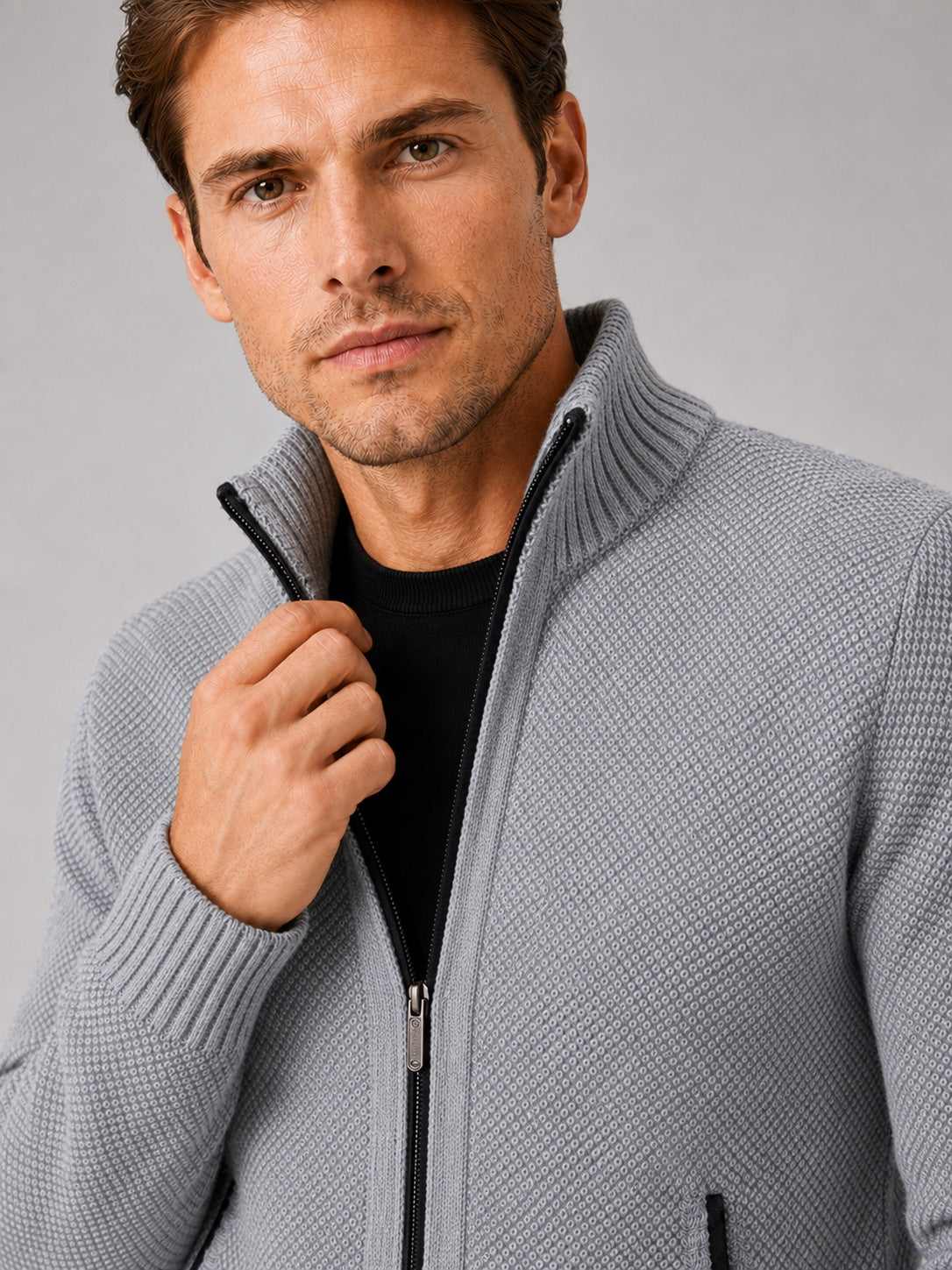 Men’s Fleece Cardigan Jumper Full Zip Warm Autumn Winter Knit Jacket for Casual and Everyday Wear