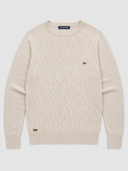 Men’s Argyle Jumper Crewneck Long Sleeve Knit Warm Winter Pullover for Business Casual and Everyday Wear