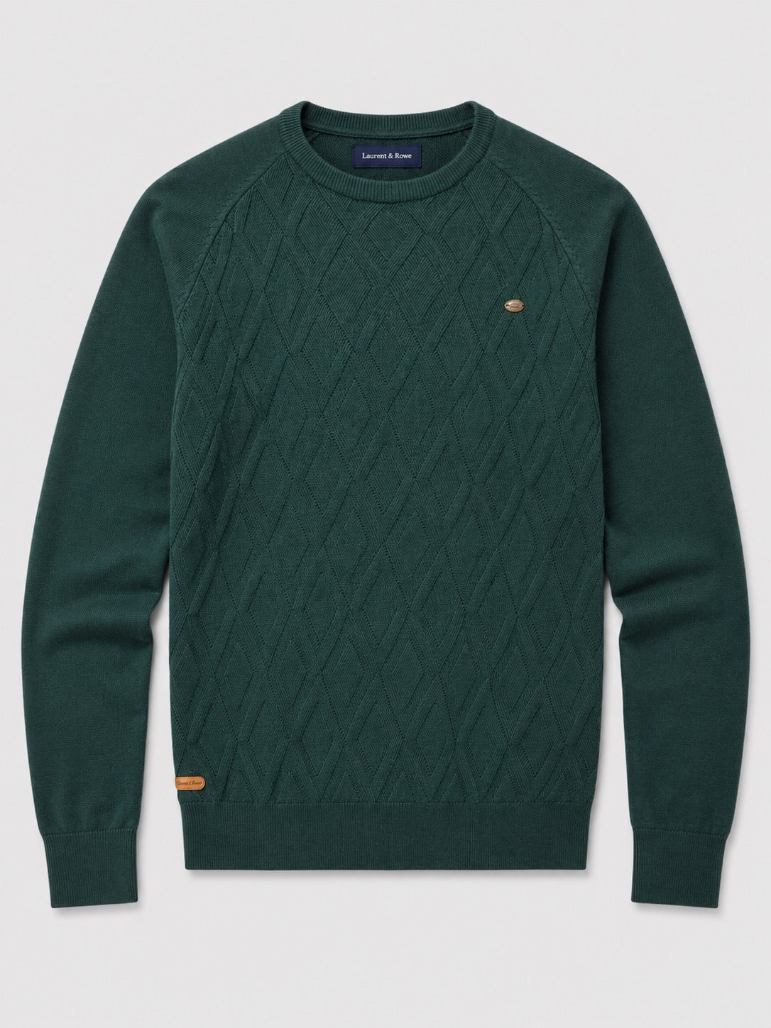 Men’s Argyle Jumper Crewneck Long Sleeve Knit Warm Winter Pullover for Business Casual and Everyday Wear
