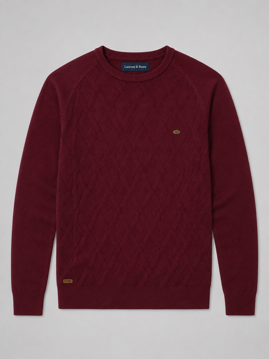 Men’s Argyle Jumper Crewneck Long Sleeve Knit Warm Winter Pullover for Business Casual and Everyday Wear