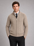 Men’s Knit Stand Collar Full Zip Thick Warm Autumn Winter Jumper for Casual and Everyday Wear