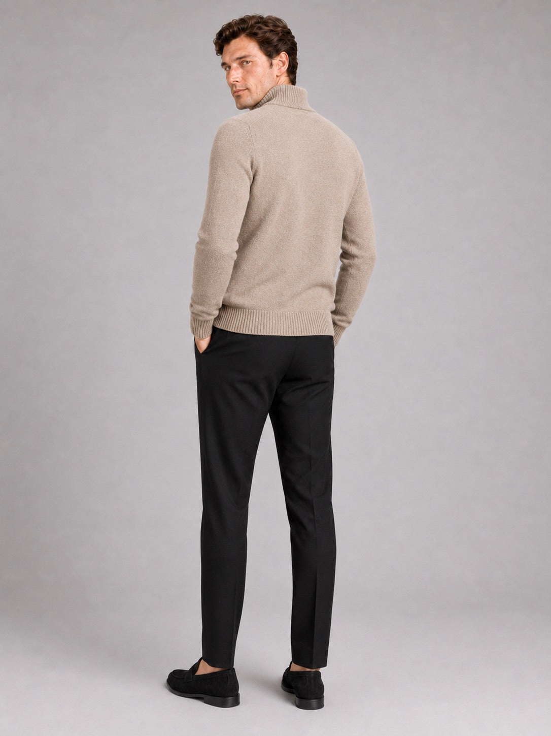 Men’s Knit Stand Collar Full Zip Thick Warm Autumn Winter Jumper for Casual and Everyday Wear