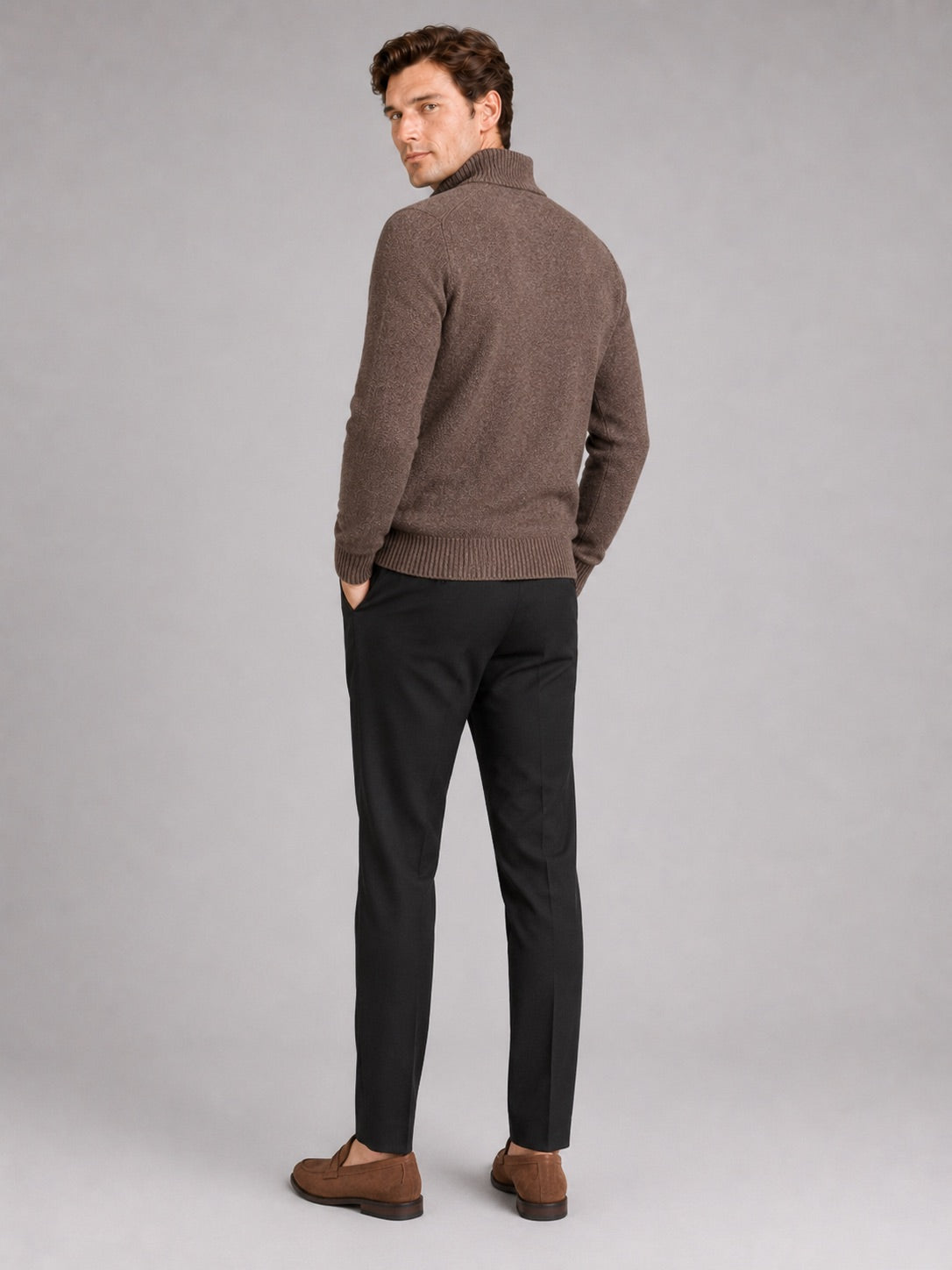 Men’s Knit Stand Collar Full Zip Thick Warm Autumn Winter Jumper for Casual and Everyday Wear