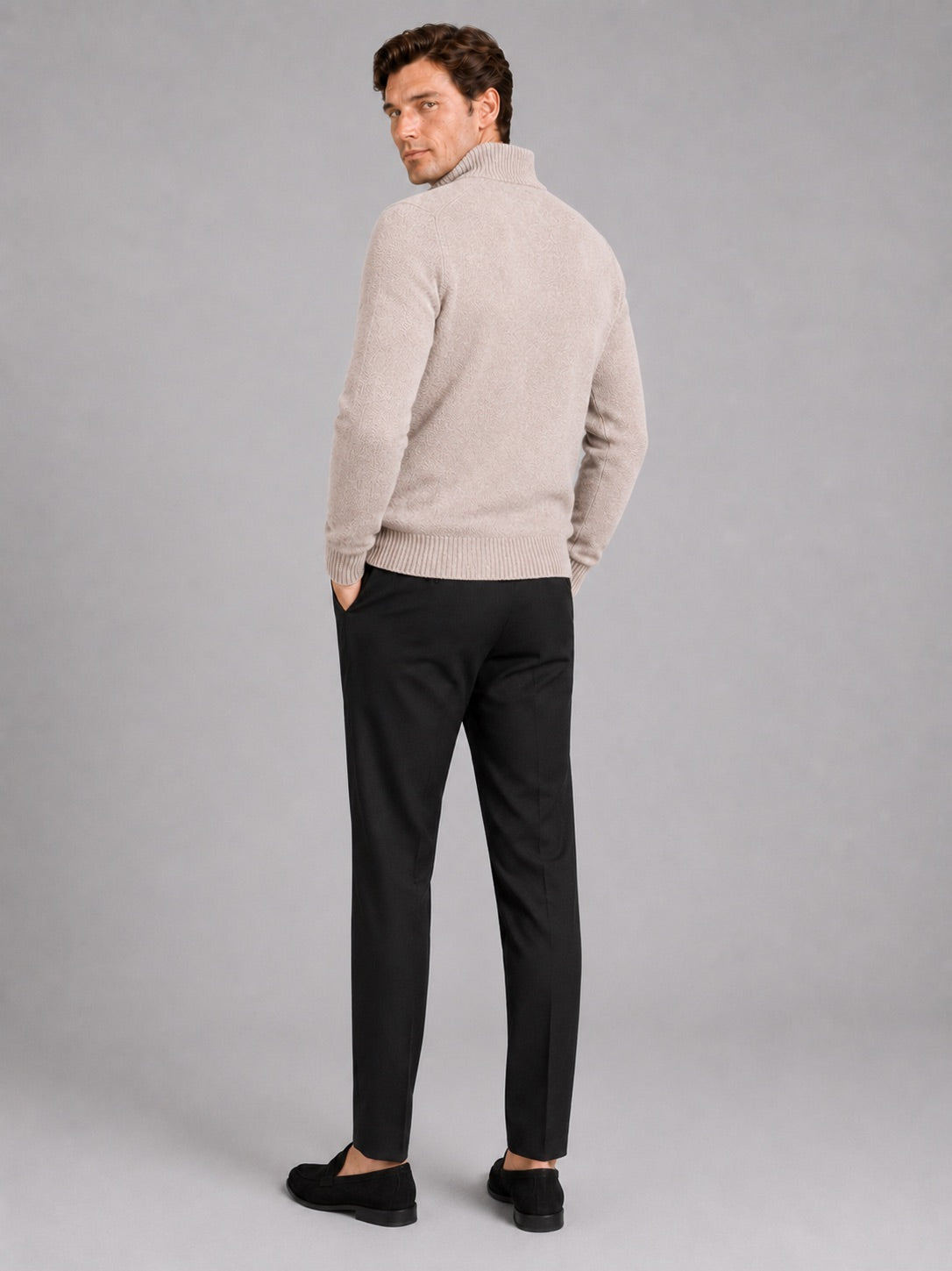 Men’s Knit Stand Collar Full Zip Thick Warm Autumn Winter Jumper for Casual and Everyday Wear