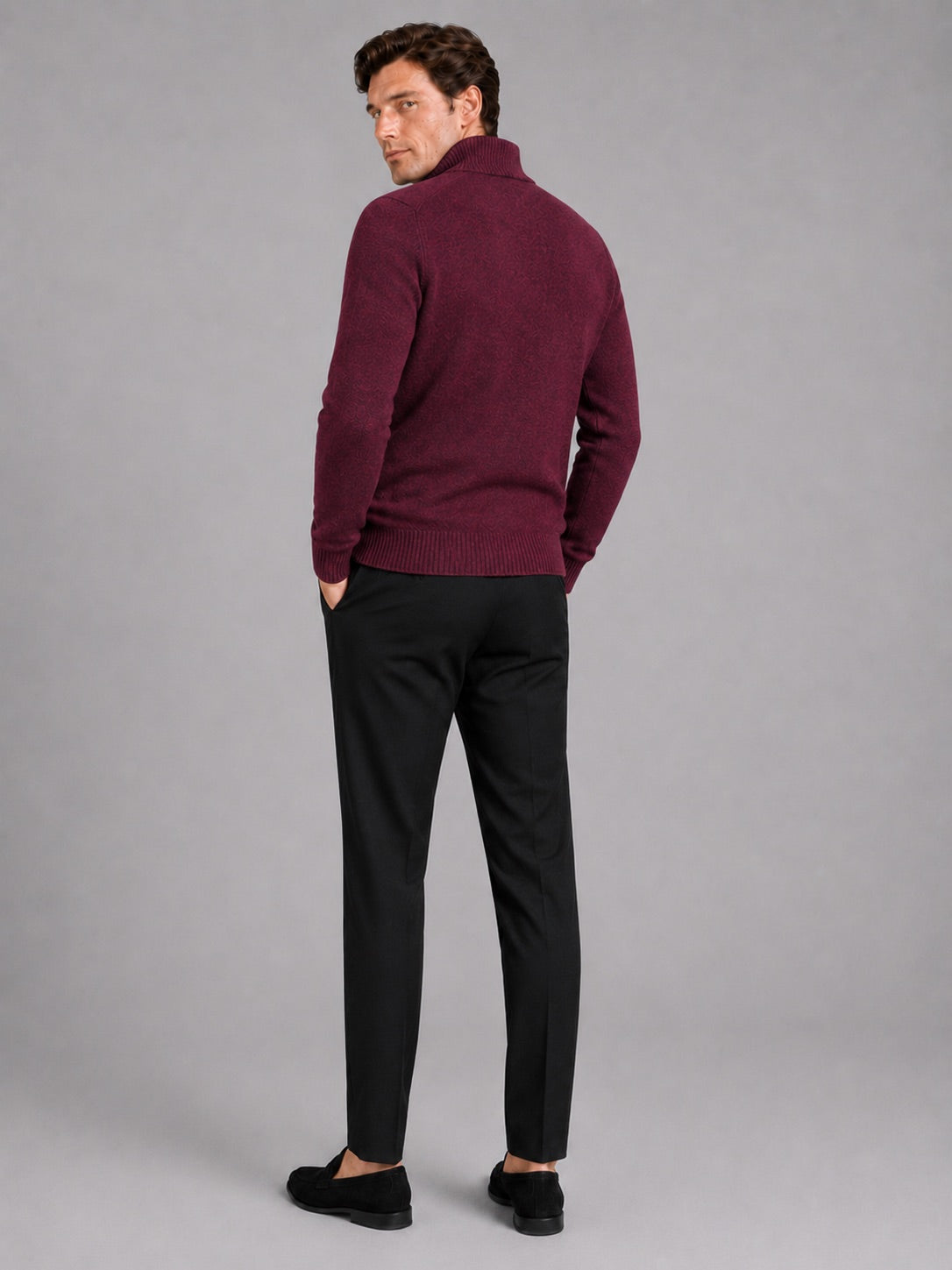 Men’s Knit Stand Collar Full Zip Thick Warm Autumn Winter Jumper for Casual and Everyday Wear