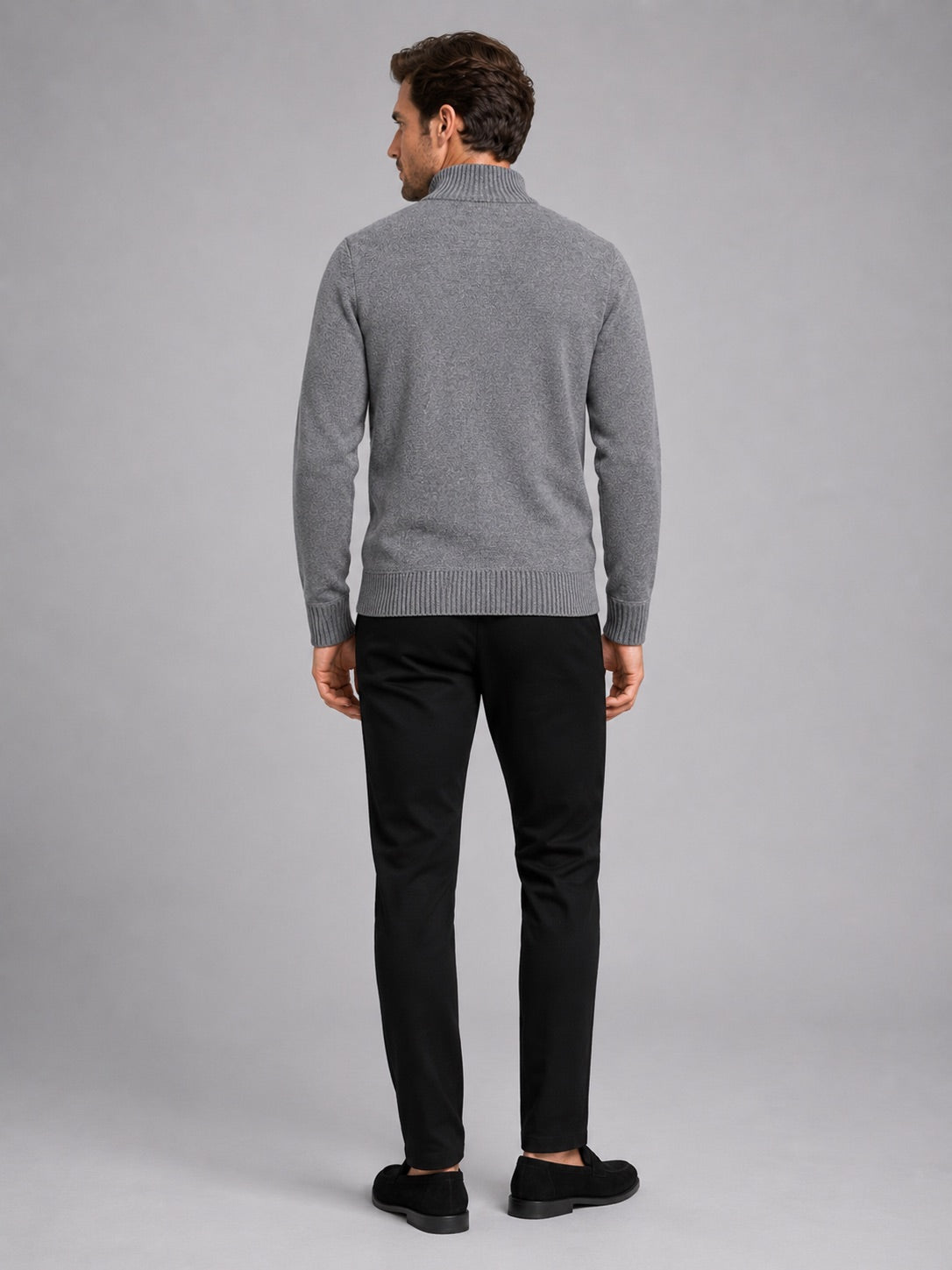 Men’s Knit Stand Collar Full Zip Thick Warm Autumn Winter Jumper for Casual and Everyday Wear