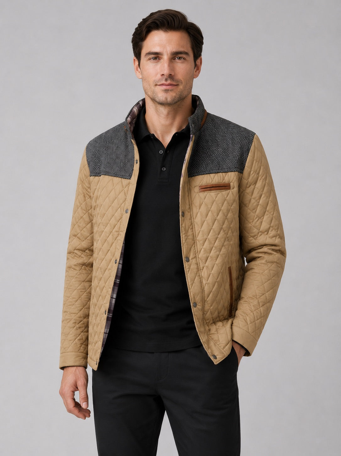 Men’s Quilted Jacket Lightweight Button-Down Casual Autumn Jacket for Everyday and Travel Wear