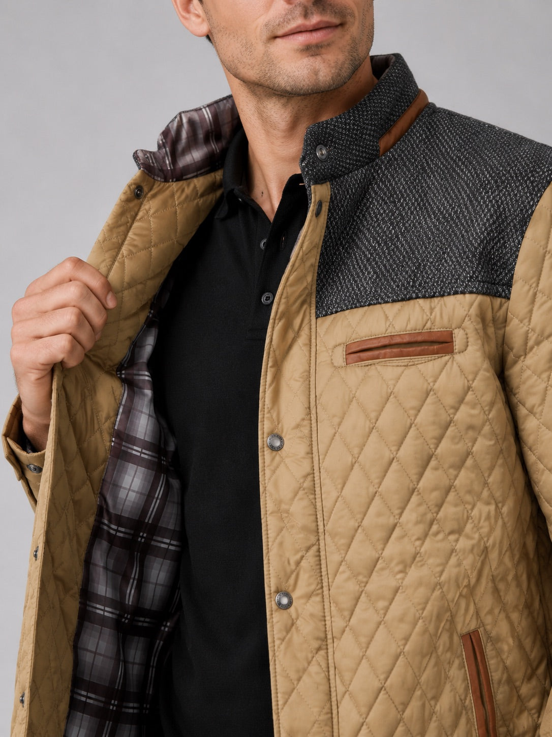Men’s Quilted Jacket Lightweight Button-Down Casual Autumn Jacket for Everyday and Travel Wear
