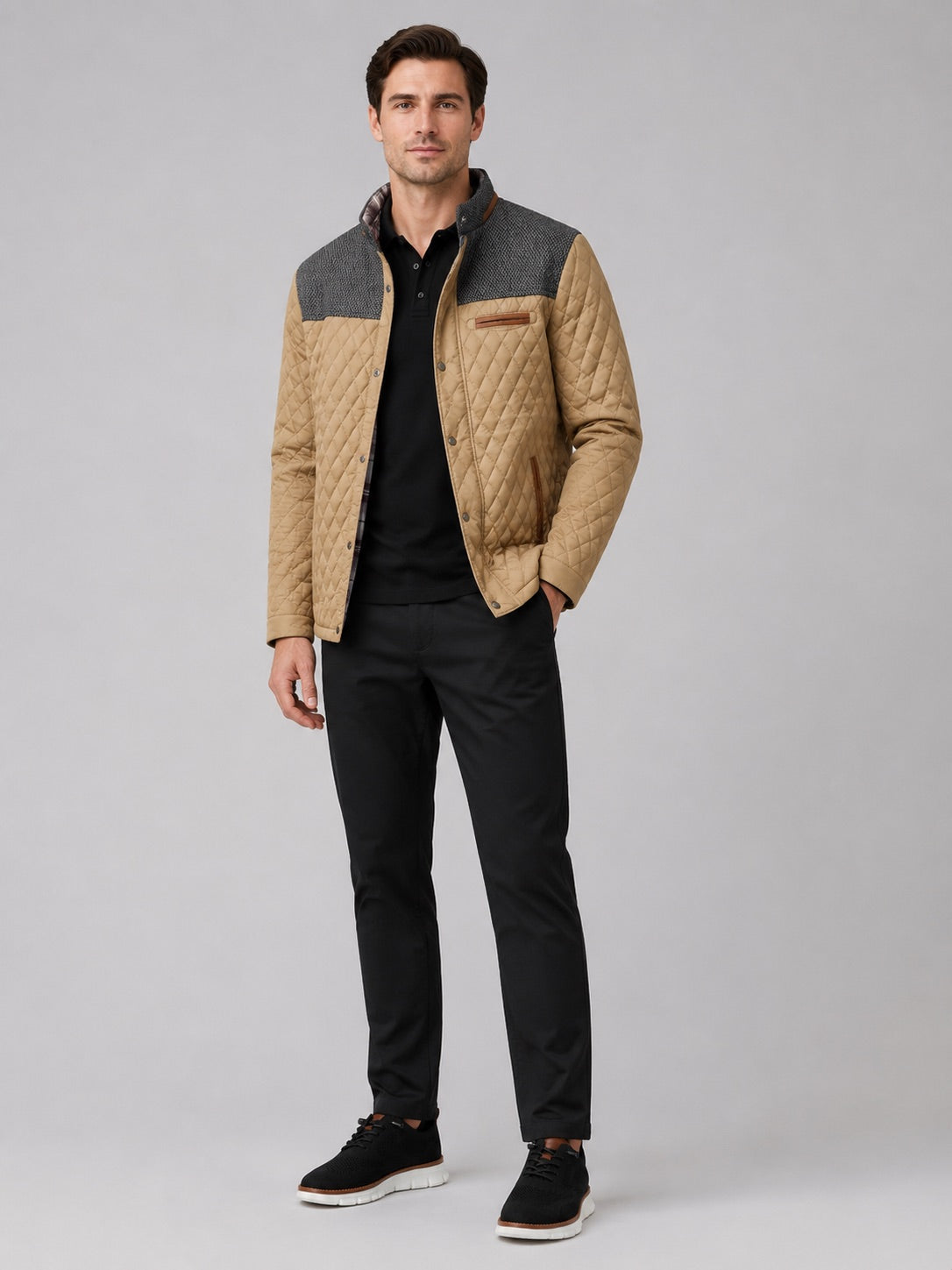Men’s Quilted Jacket Lightweight Button-Down Casual Autumn Jacket for Everyday and Travel Wear