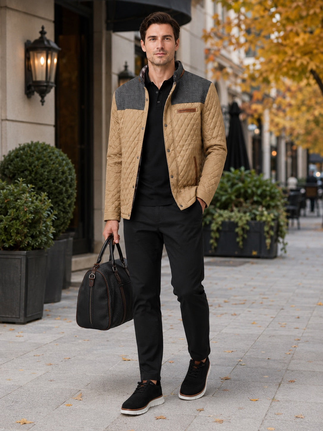 Men’s Quilted Jacket Lightweight Button-Down Casual Autumn Jacket for Everyday and Travel Wear