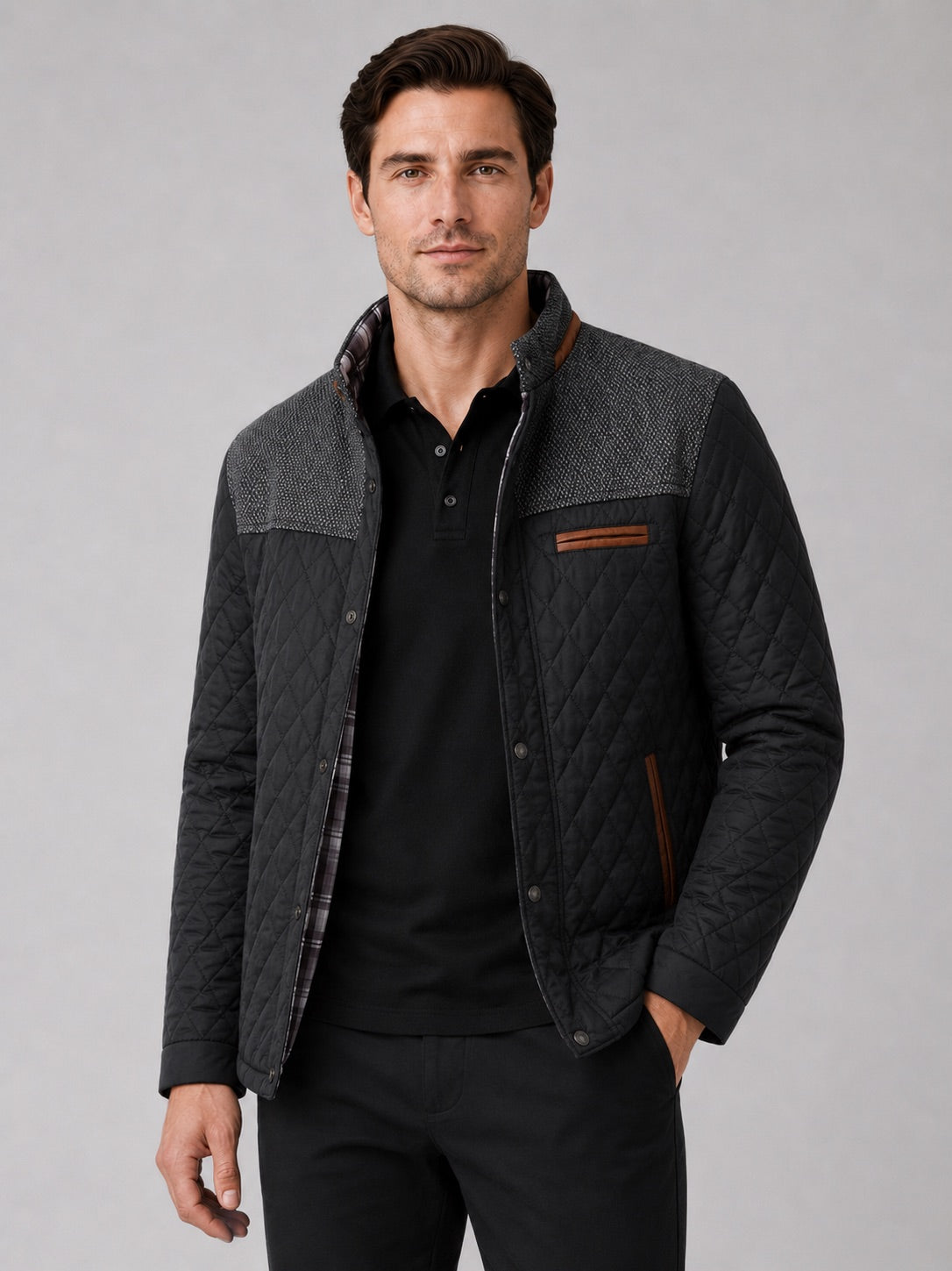 Men’s Quilted Jacket Lightweight Button-Down Casual Autumn Jacket for Everyday and Travel Wear